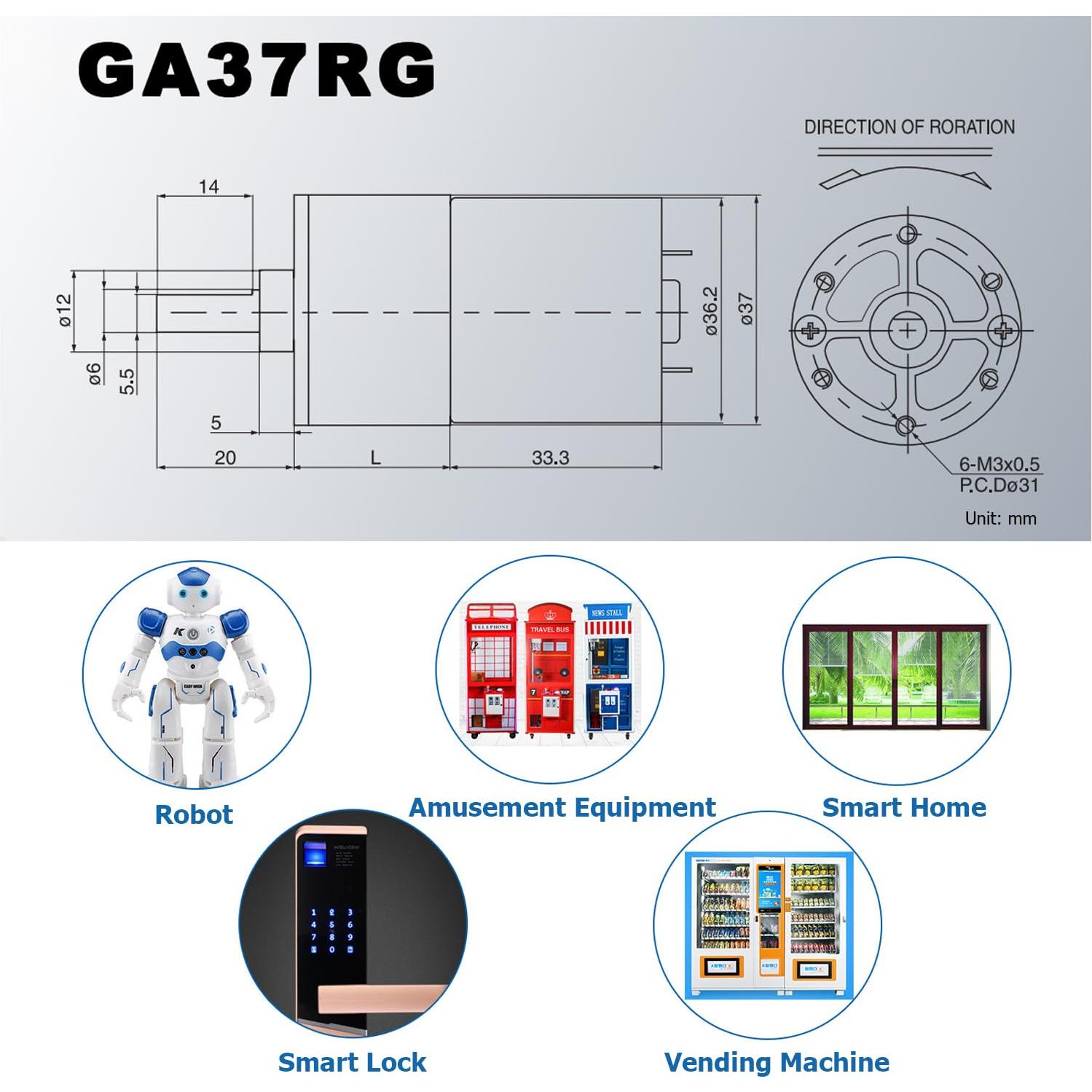Motor de Engranaje Eléctrico Greartisan 12V 10RPM Alto Par
