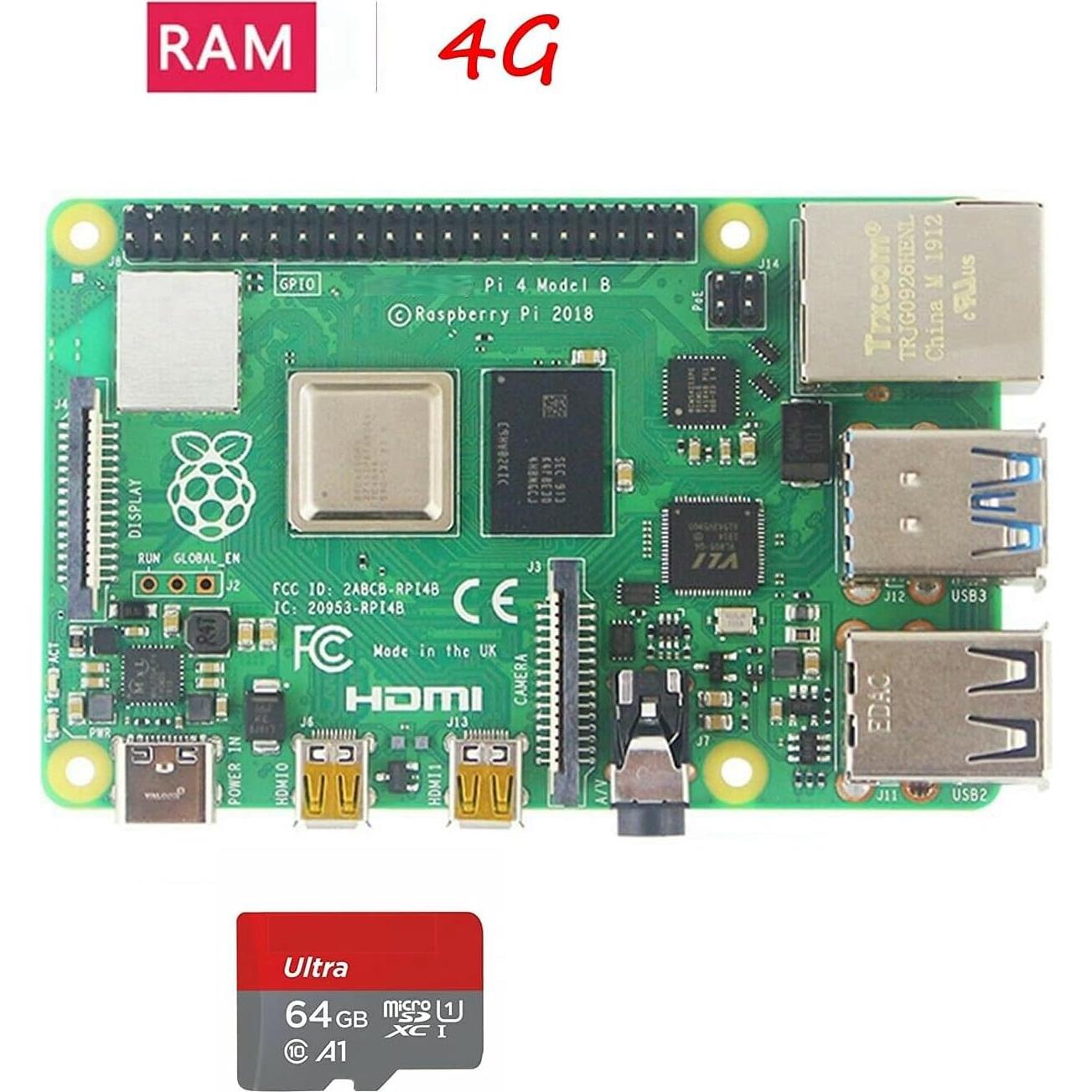Kit Raspberry Pi 4B 4GB RAM DIGISHUO con Enfriador y Accesorios