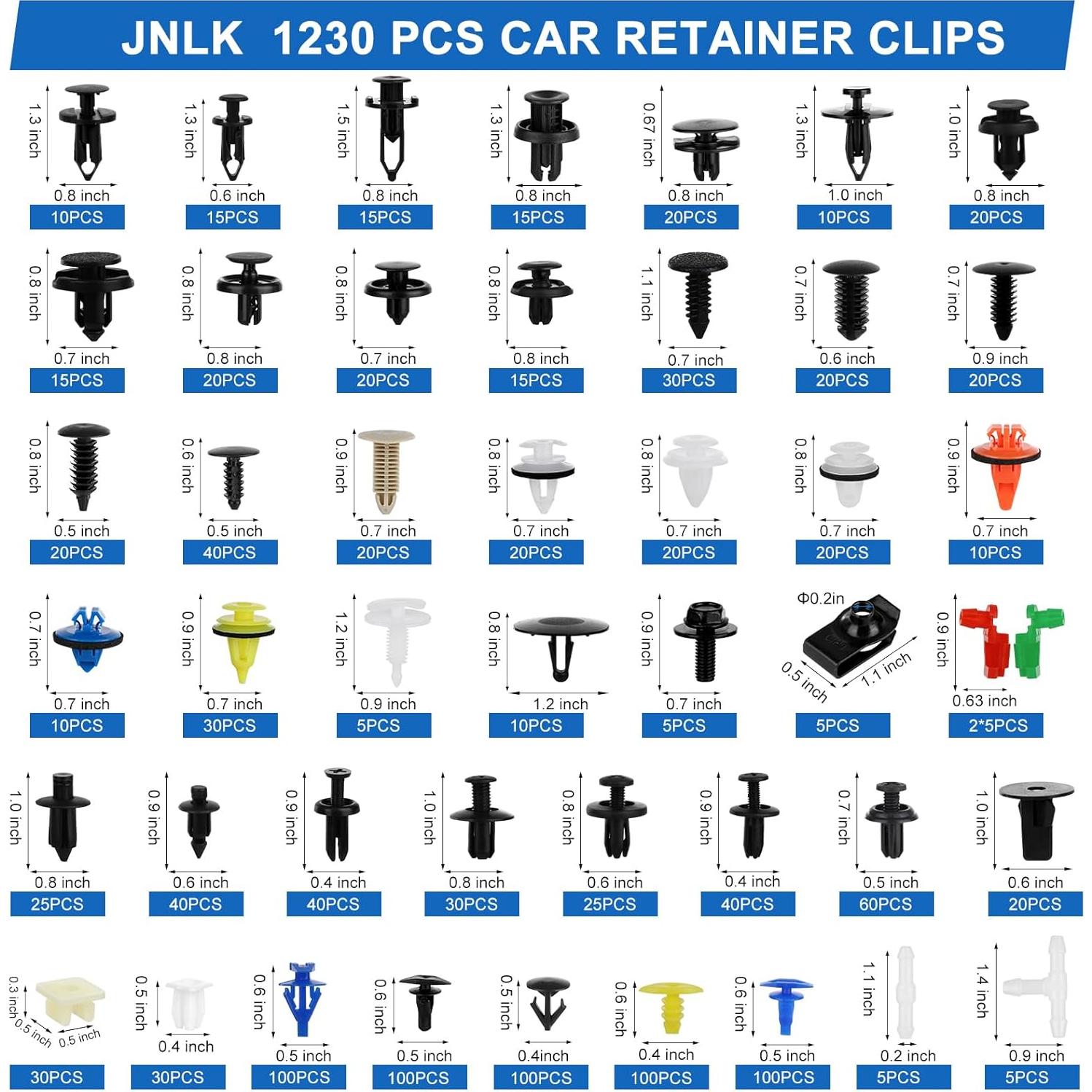 Kit de Clips de Retención JNLK 1365 Piezas para Autos