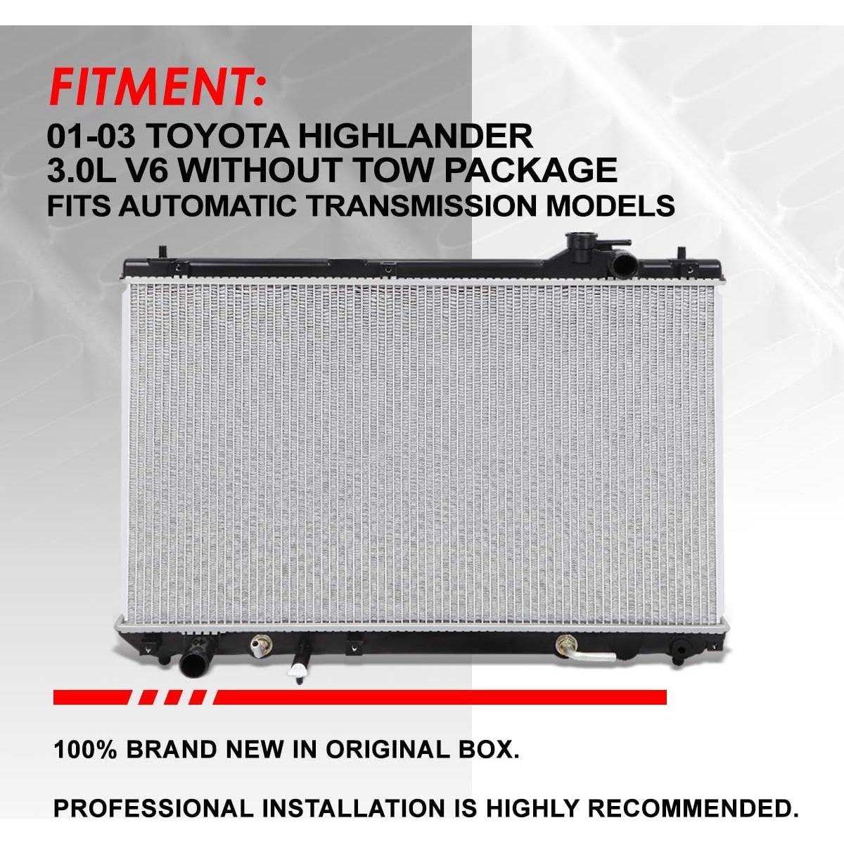 Radiador Auto Dynasty 1 Fila Aluminio para Toyota Highlander 2001-2003