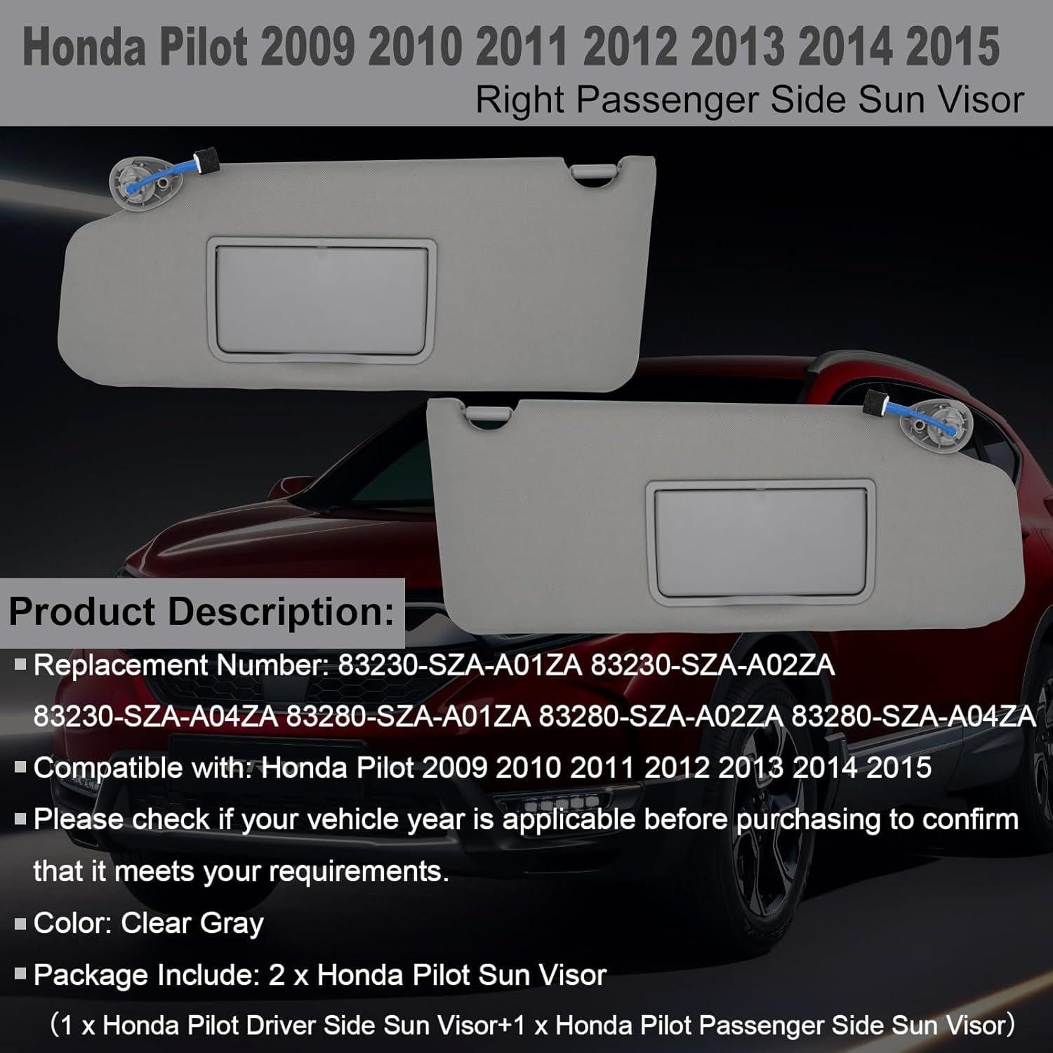 Visera del sol CRAZYPARTS para Honda Pilot 2009-2015 gris