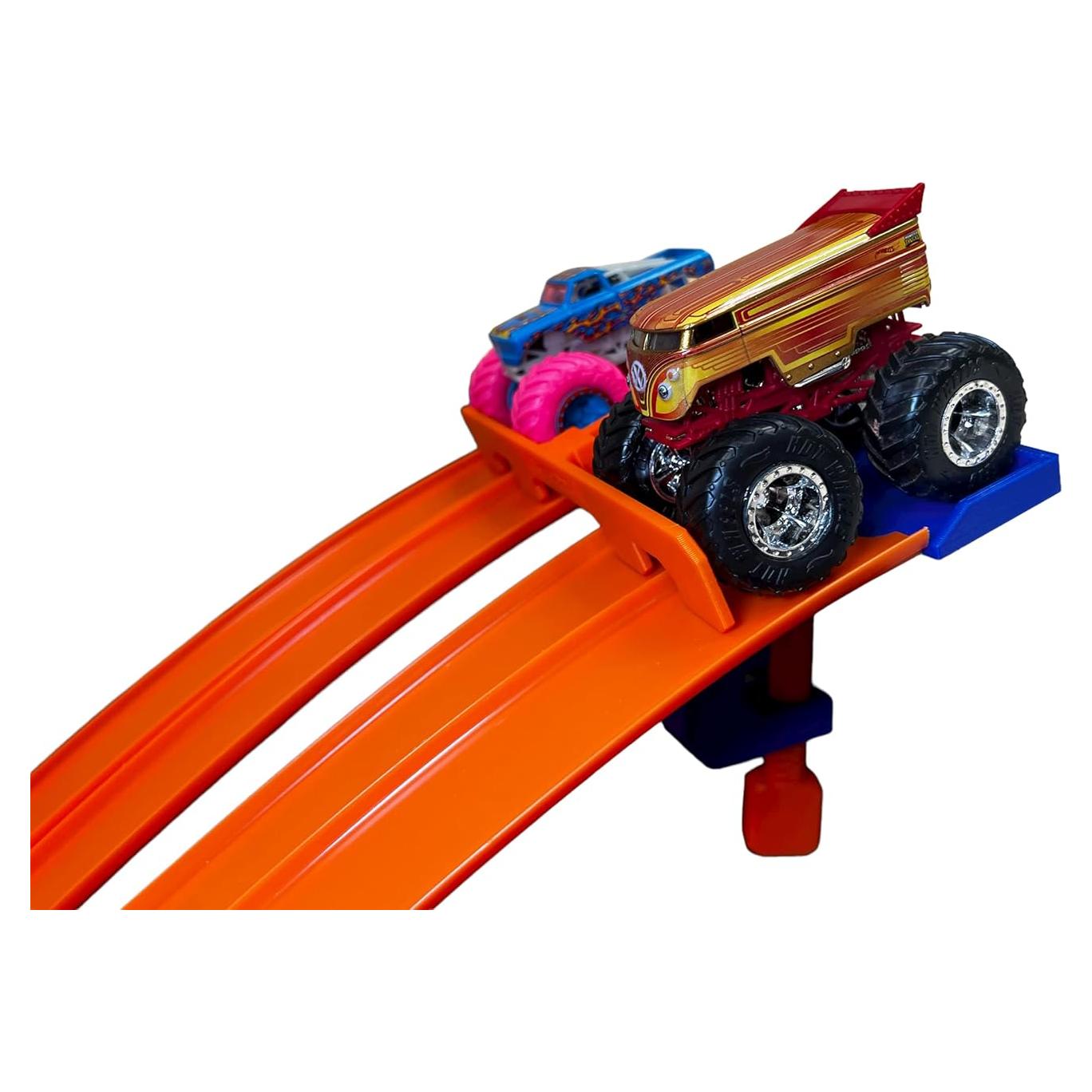 Abrazadera Hot Wheels con Puerta de Inicio 4 Carriles Azul/Naranja