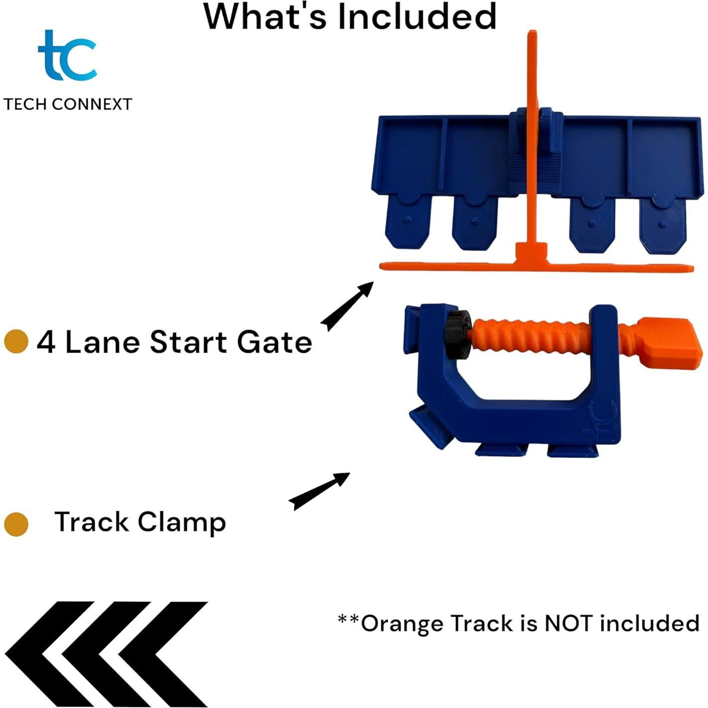 Abrazadera Hot Wheels con Puerta de Inicio 4 Carriles Azul/Naranja