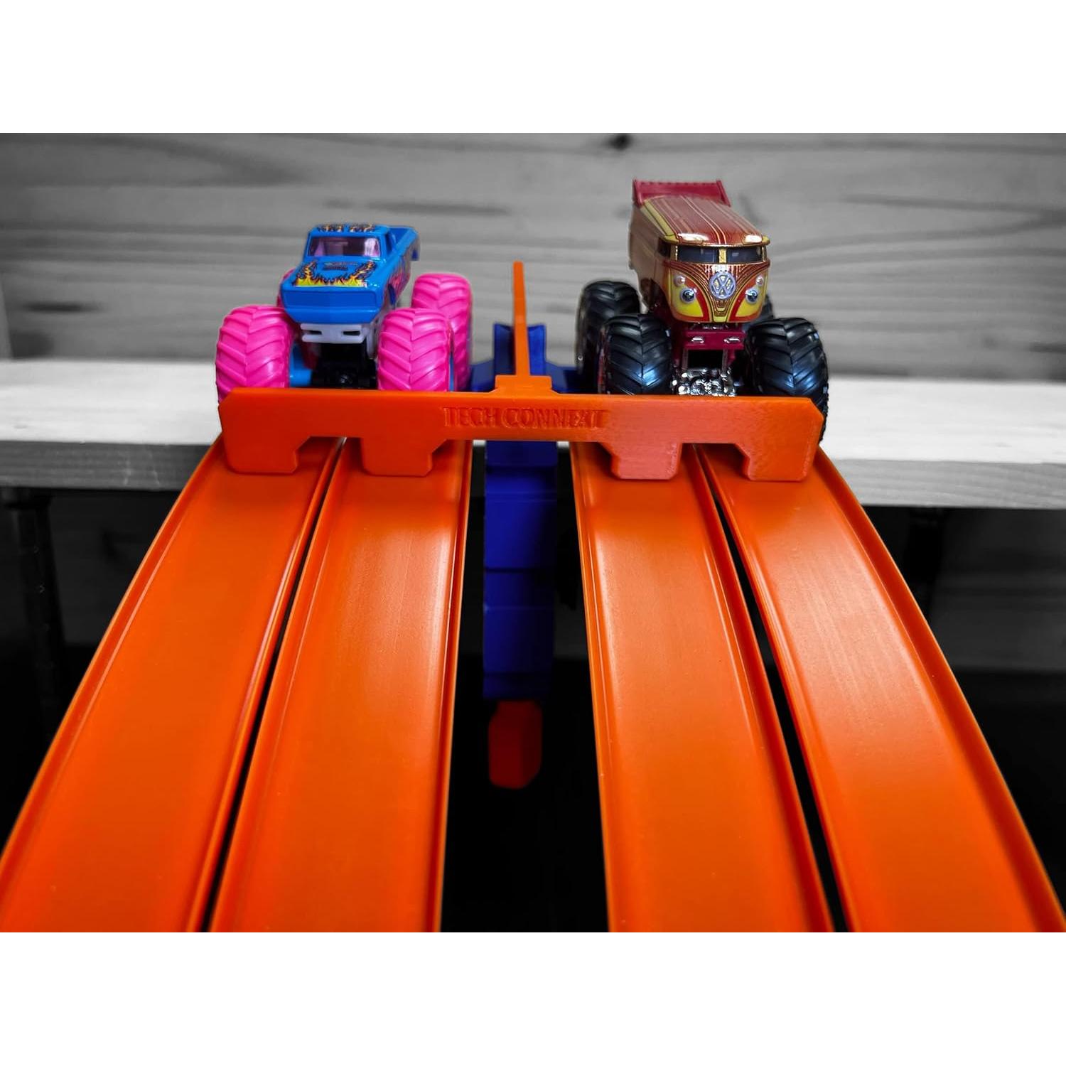 Abrazadera Hot Wheels con Puerta de Inicio 4 Carriles Azul/Naranja