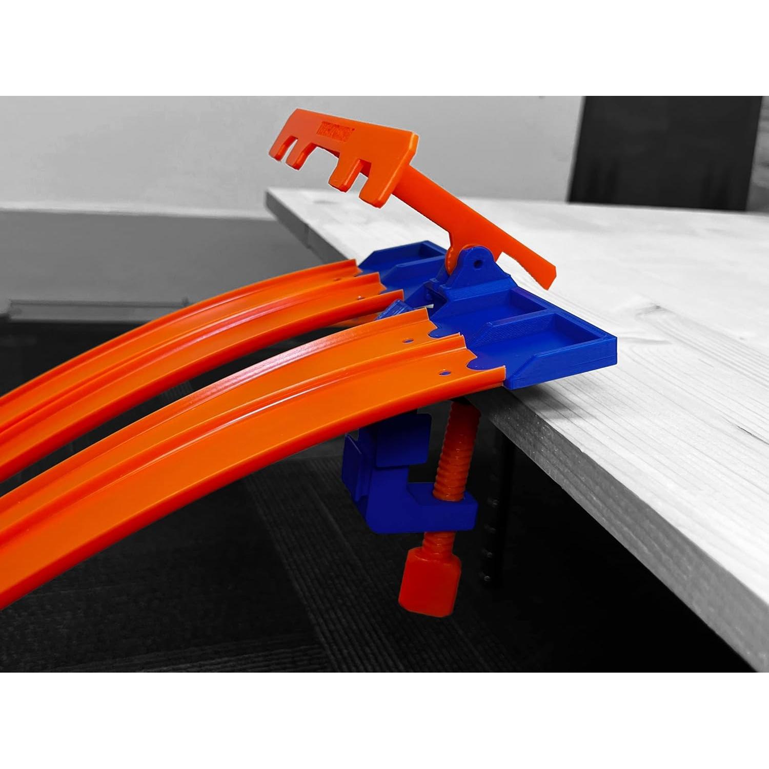 Abrazadera Hot Wheels con Puerta de Inicio 4 Carriles Azul/Naranja