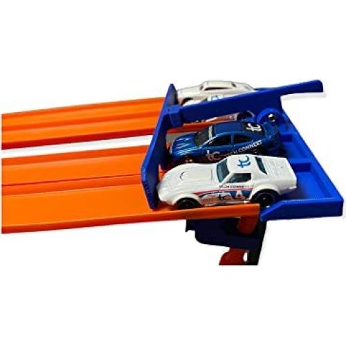 Abrazadera Hot Wheels con Puerta de Inicio 4 Carriles Azul/Naranja