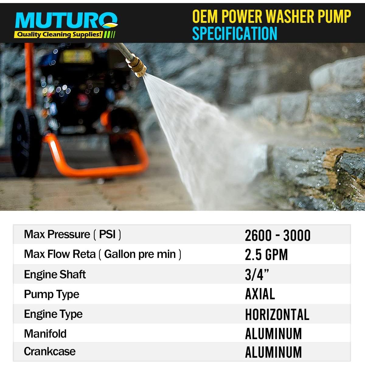 Bomba de Lavadora a Presión MUTURQ 3/4" 2600-3000 PSI 2.5 GPM