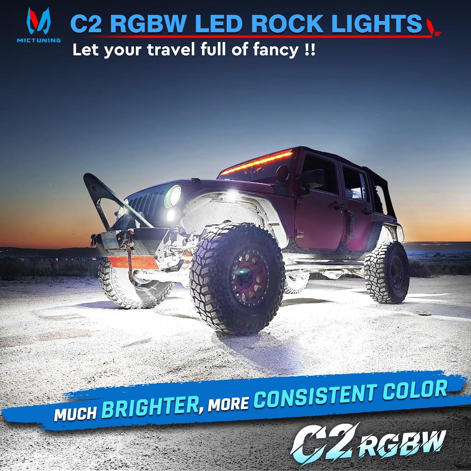 Luces LED Rock Curvadas MICTUNING C2 RGBW 8 Pods 40W