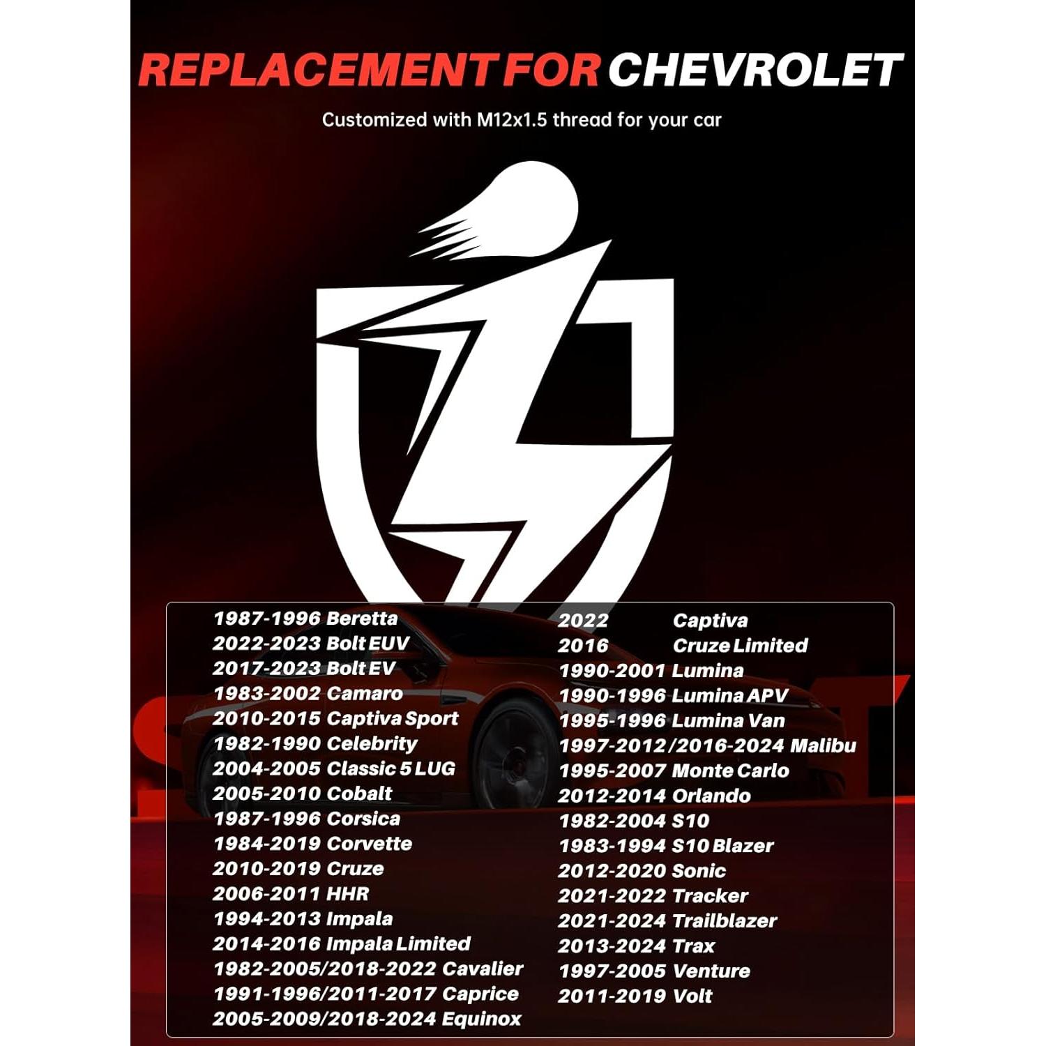 Tuerca de Llantas Sposuit M12x1.5 Negra - 20 Pcs para Chevrolet