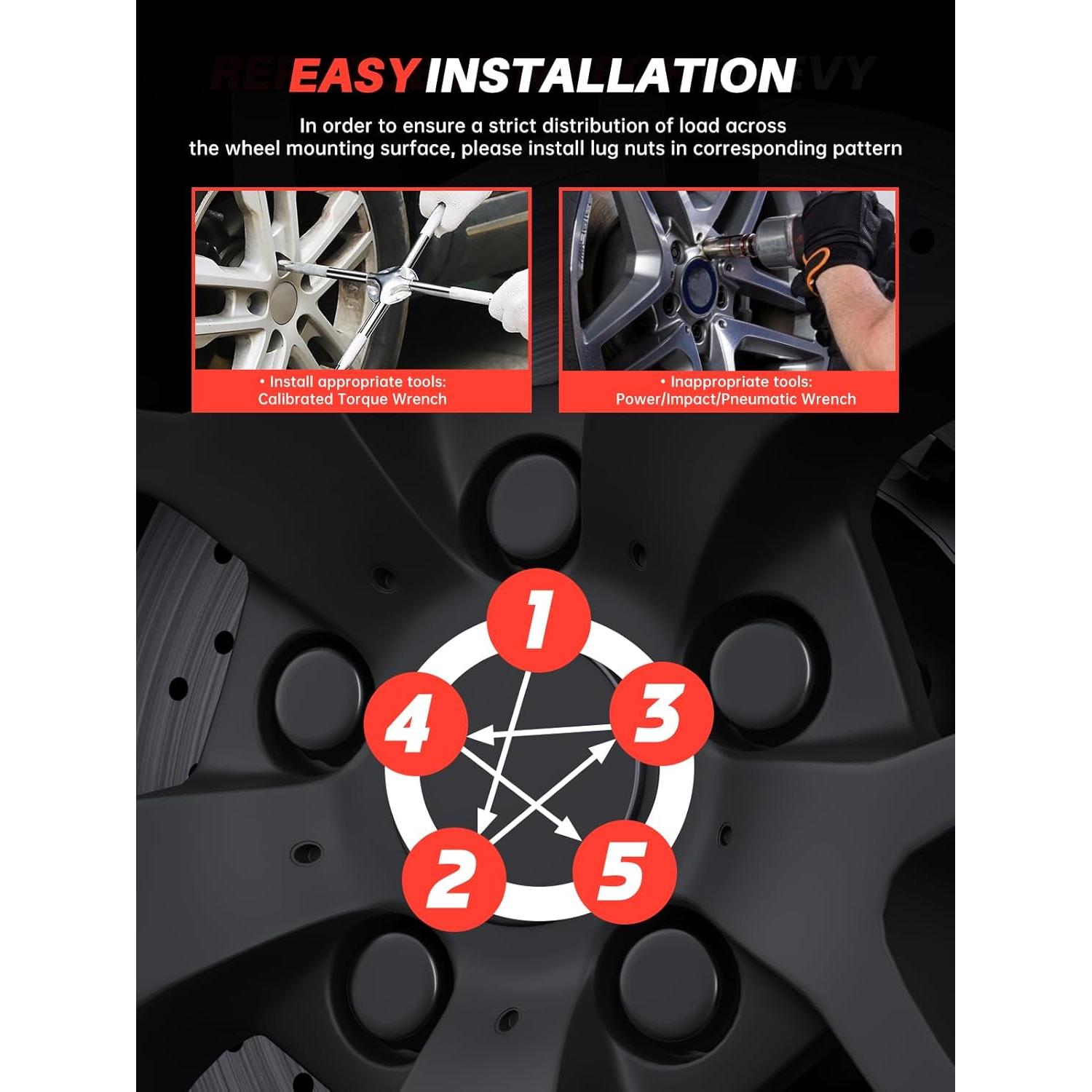 Tuerca de Llantas Sposuit M12x1.5 Negra - 20 Pcs para Chevrolet