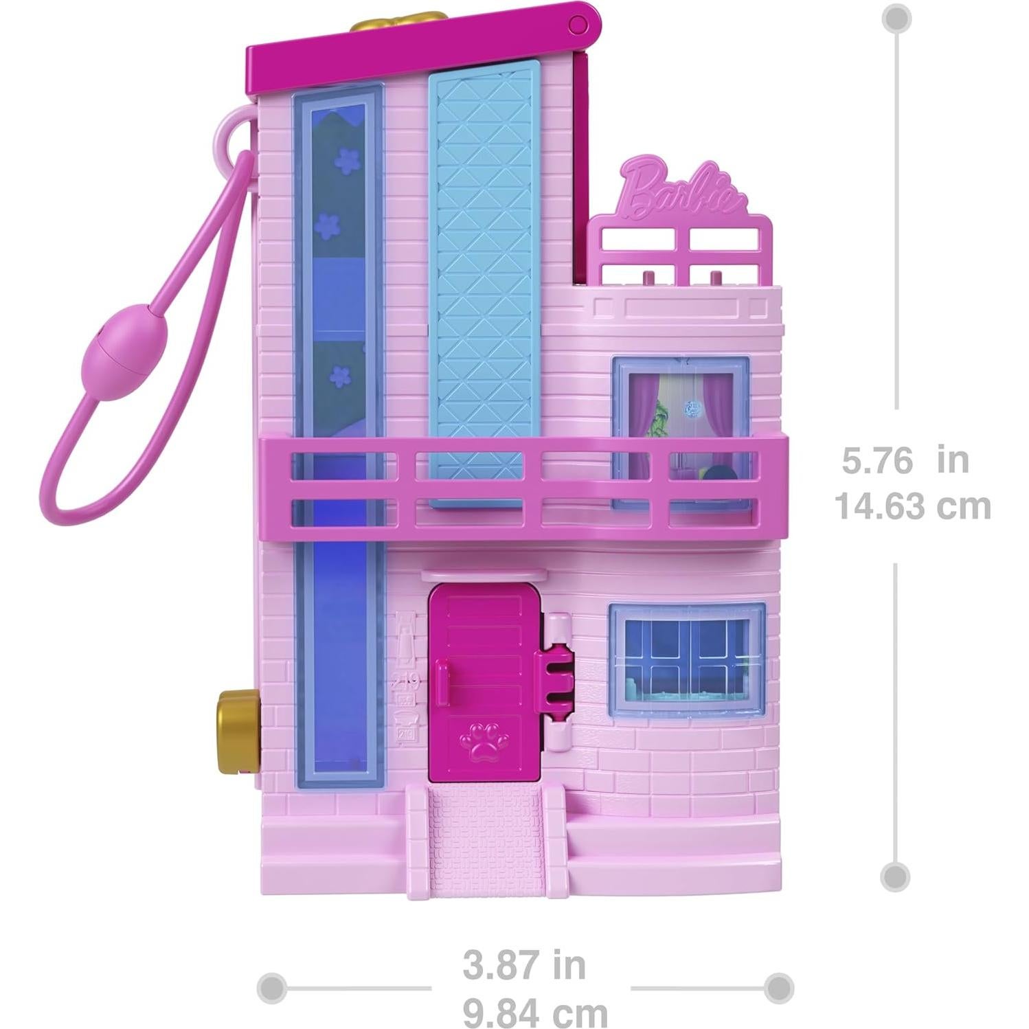 Casa de Ensueño Compacta Polly Pocket Barbie con 3 Muñecas y Accesorios