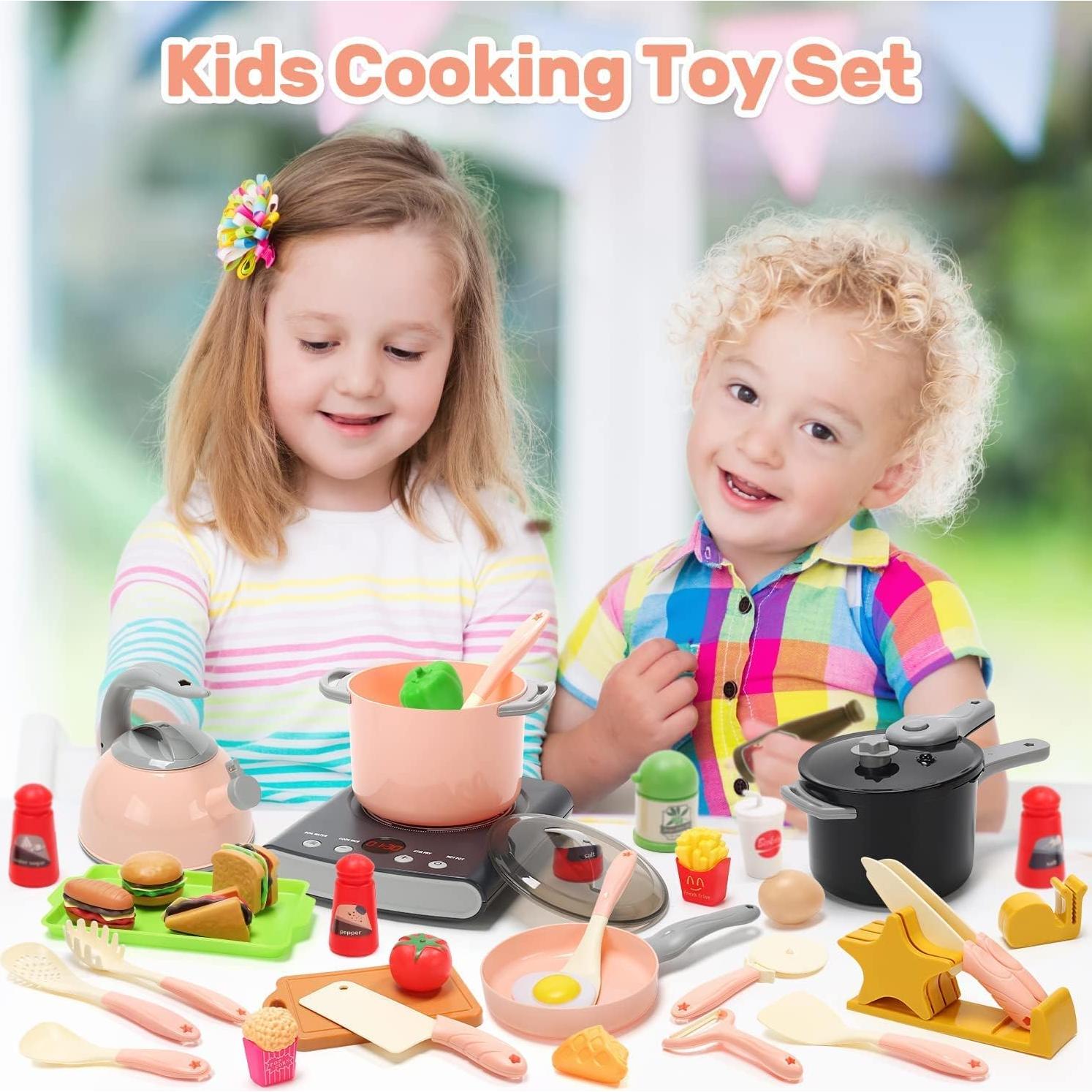 Juego de Cocina de Juguete Cute Stone 37 Piezas con Luz y Sonido