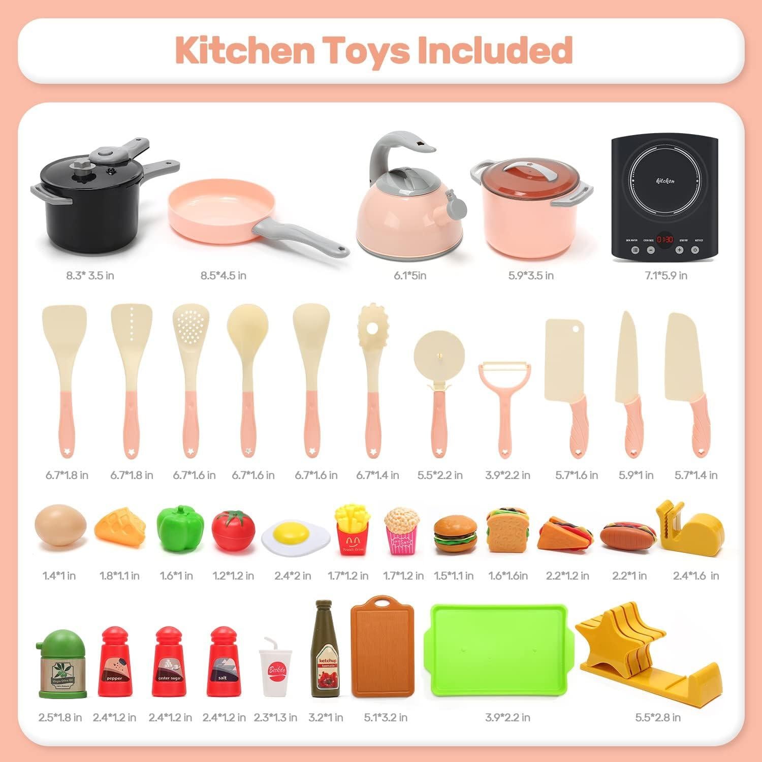 Juego de Cocina de Juguete Cute Stone 37 Piezas con Luz y Sonido