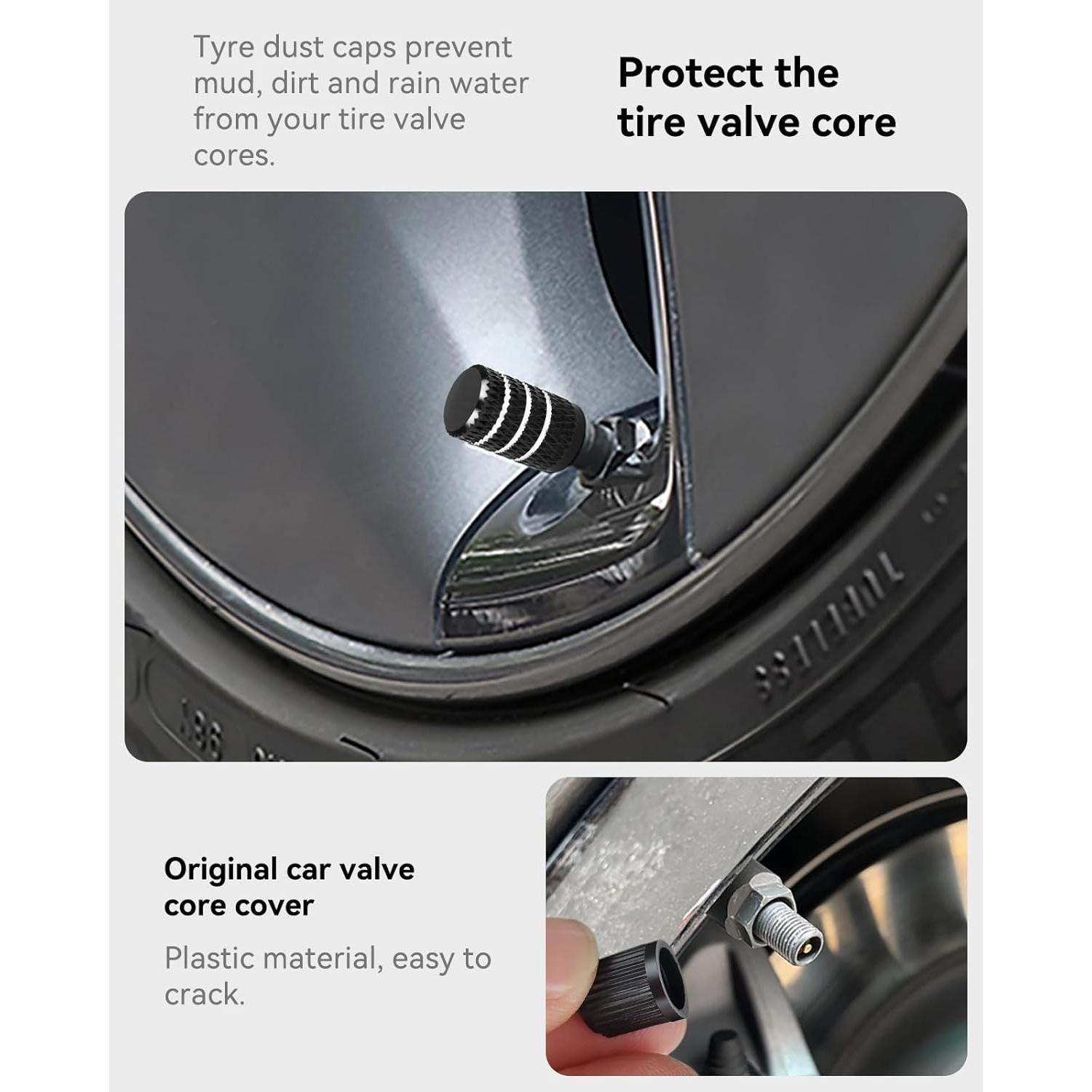 Tapas de Neumáticos VIHIMAI 4PCS para Modelos S 3 X Y Negro