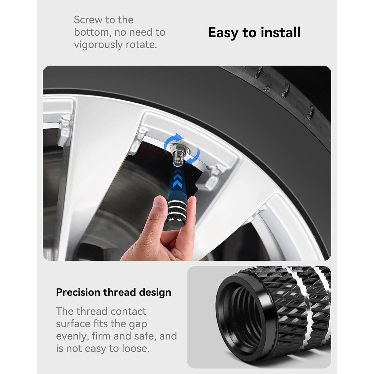 Tapas de Neumáticos VIHIMAI 4PCS para Modelos S 3 X Y Negro