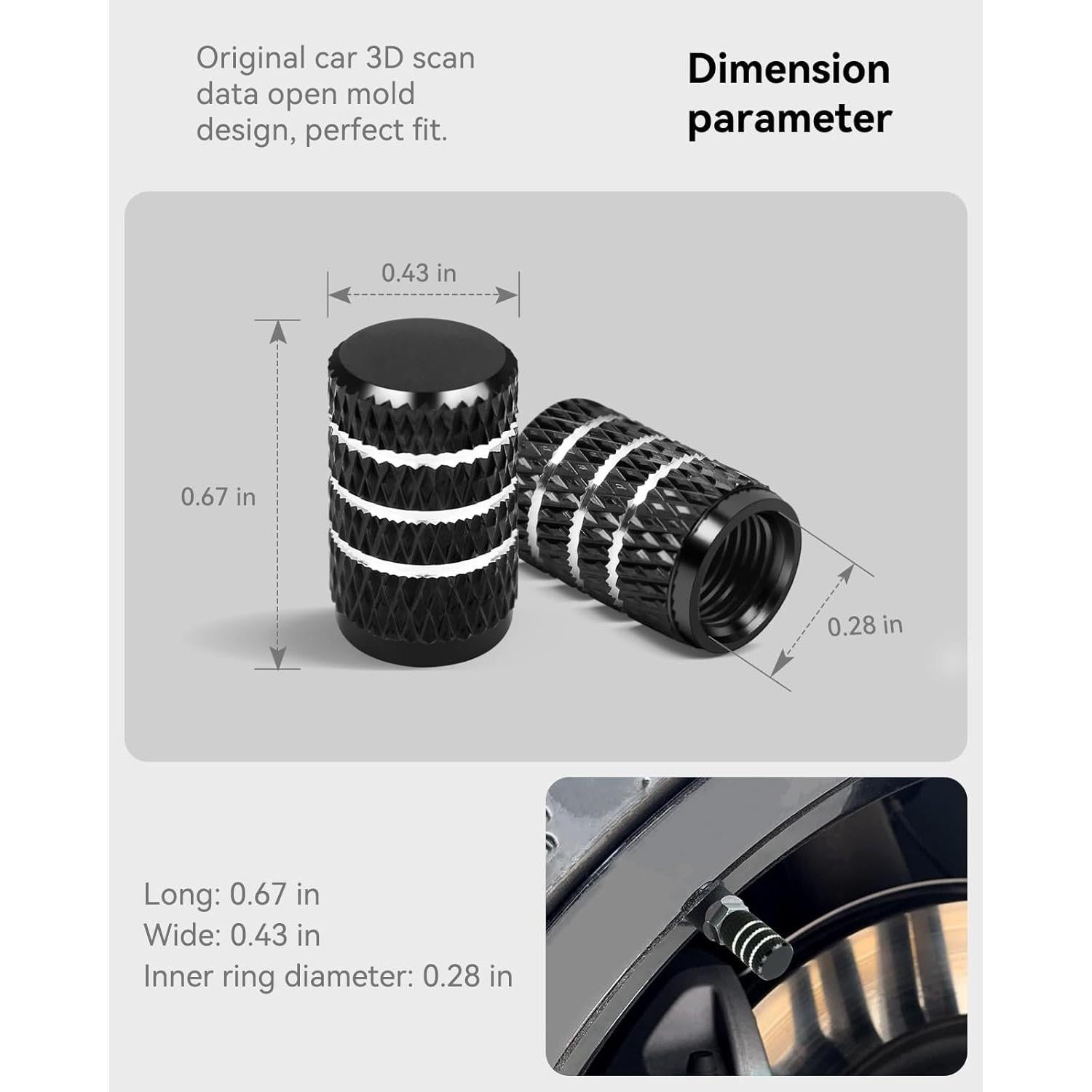 Tapas de Neumáticos VIHIMAI 4PCS para Modelos S 3 X Y Negro