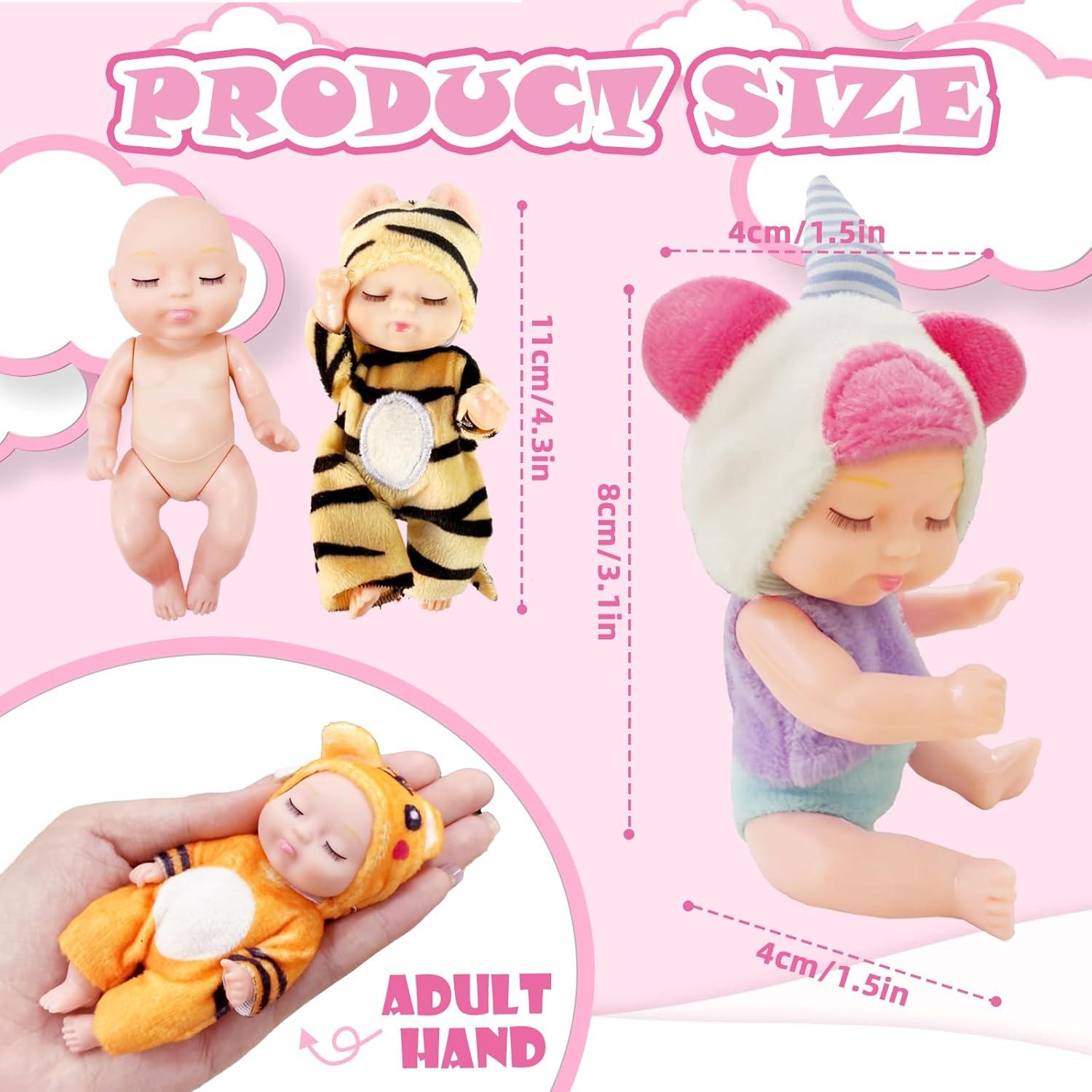 Conjunto de 6 Muñecas Bebé Mini Haawooky con Ropa de Animales
