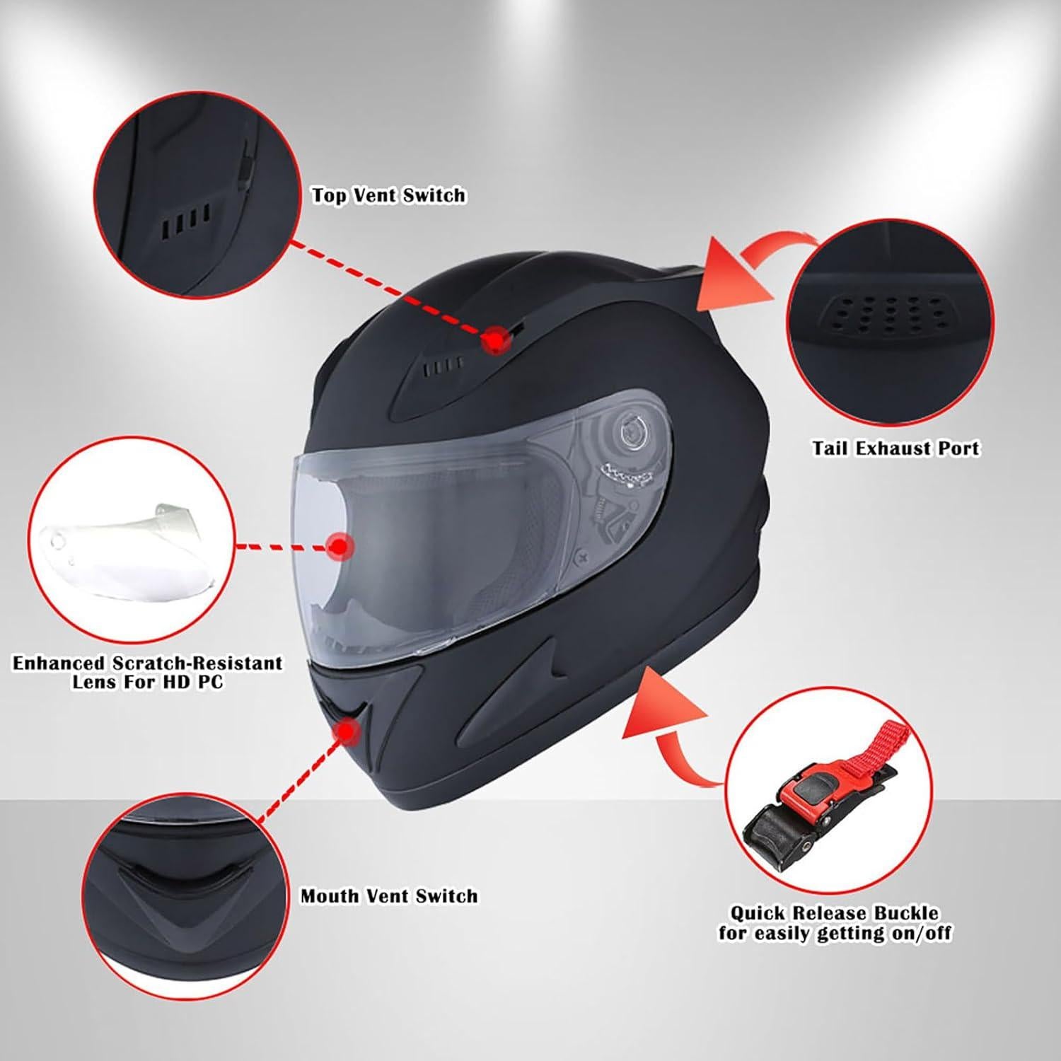 1STORM Motorcycle Bike Full Face Helmet Shield Mechanic
