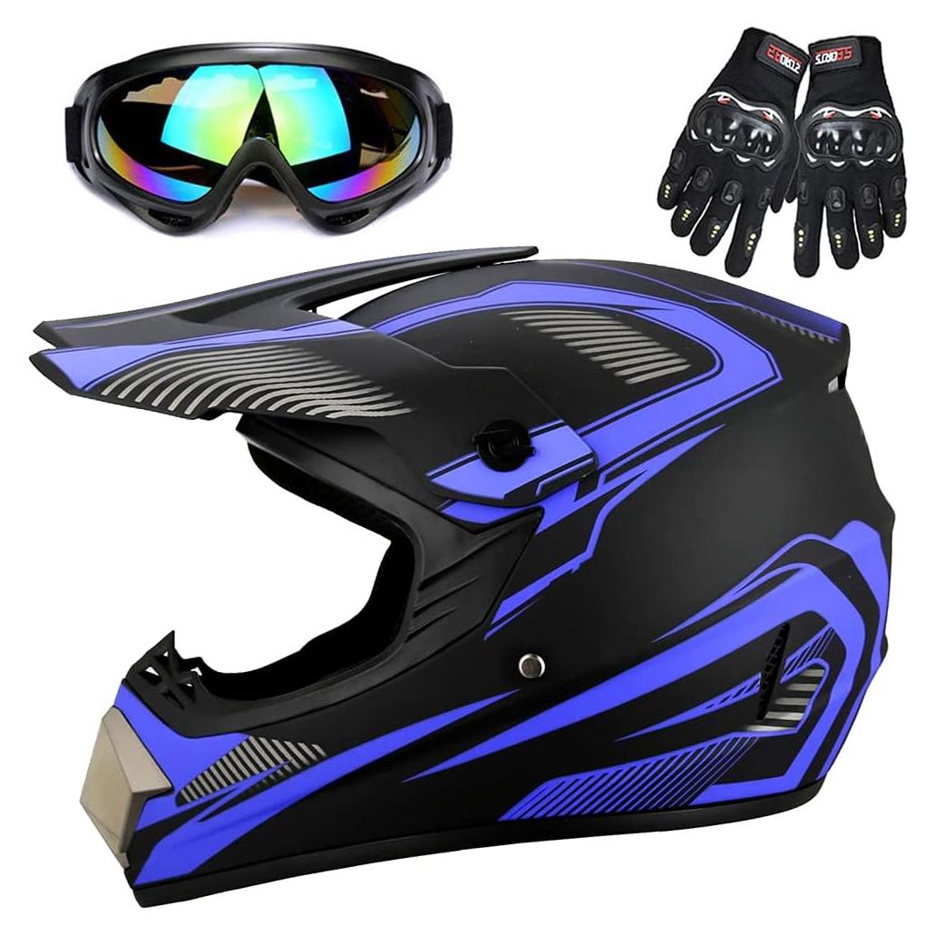 Casco de Motocross Kuaifly Youth Off-Road Azul S-M-L