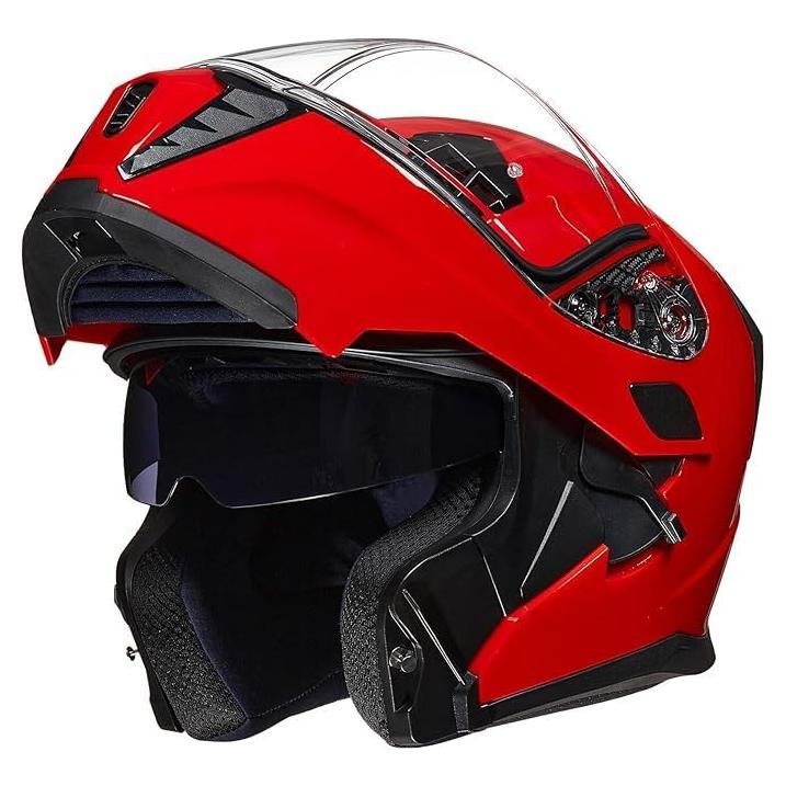 ILM Motorcycle Modular Full Face Helmet for Adult Flip up Dual Visor LED Tail Light Optional DOT