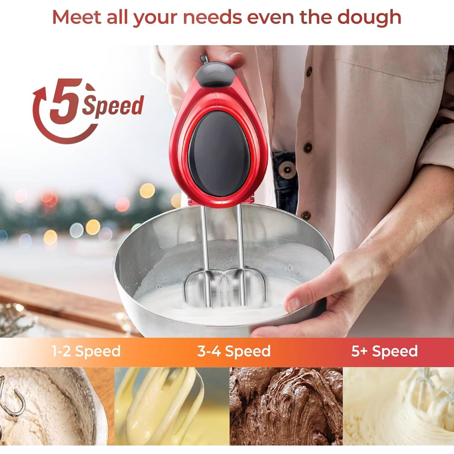 Batidora de Mano Kestreln S1 350W 5 Velocidades Roja