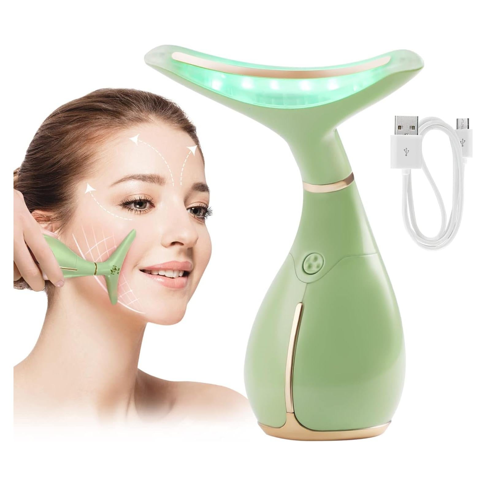 Ms.W Red Light Facial Massager, Skin Care Tools for Face and Neck Beauty Device, Electric Facial Massage Tool with Heating and 3 Massage Modes