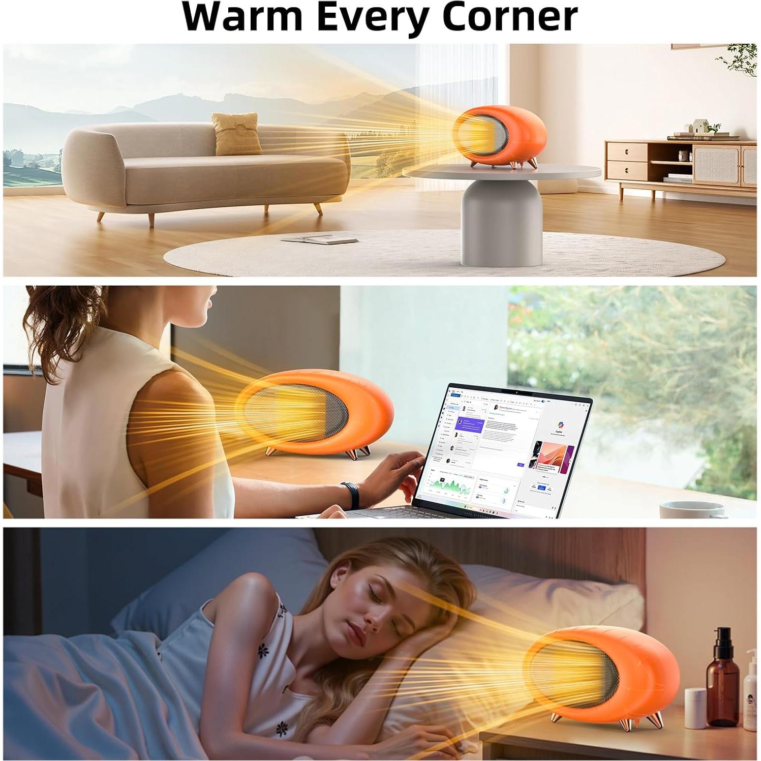 Calentador de Espacio Eléctrico Lmkeji 600W Naranja Compacto