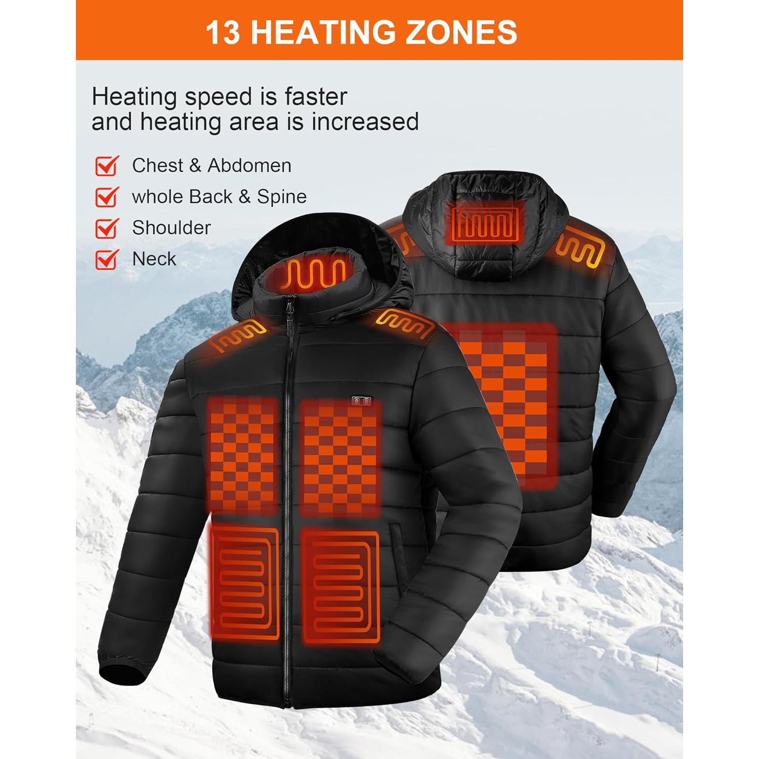 Chaqueta Calentada Unisex Myipyi RTPB-015P Negra 13 Zonas