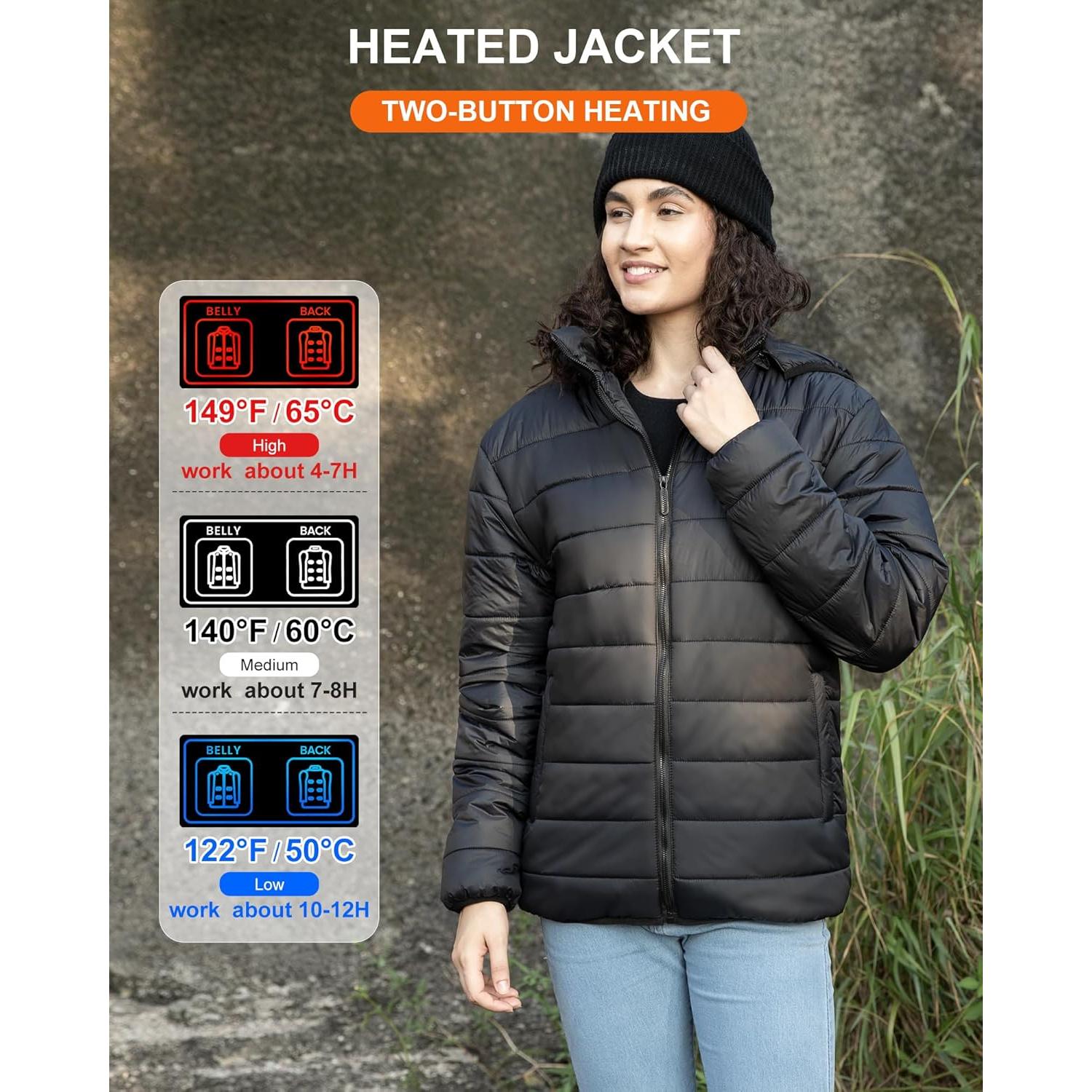 Chaqueta Calentada Unisex Myipyi RTPB-015P Negra 13 Zonas