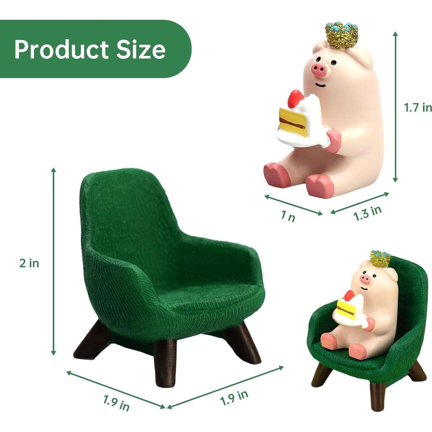 Figurita Cerdita Comiendo Pastel RAQWI - Decoración Verde