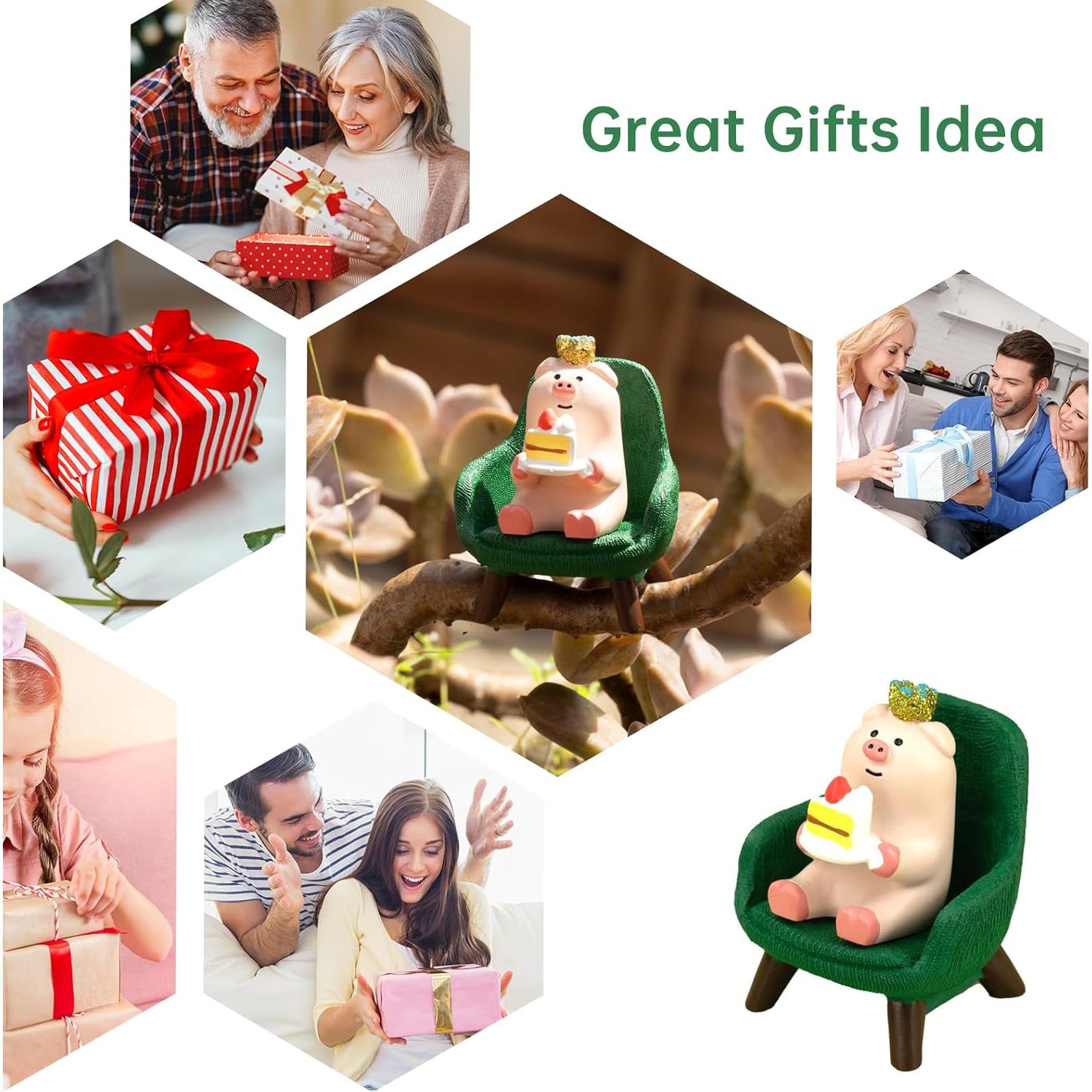 Figurita Cerdita Comiendo Pastel RAQWI - Decoración Verde