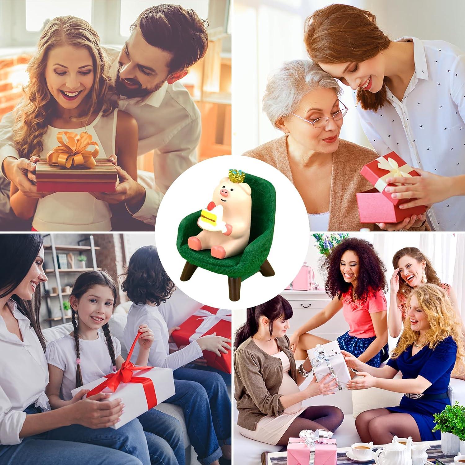 Figurita Cerdita Comiendo Pastel RAQWI - Decoración Verde