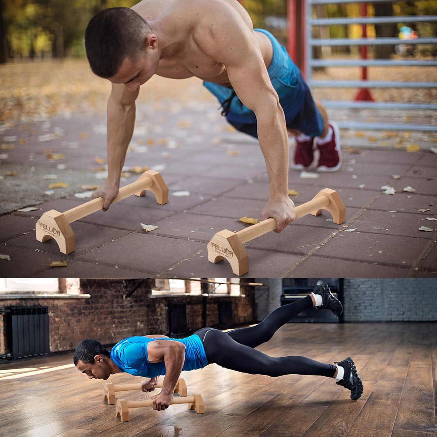 Soportes para Flexiones PELLOR de Madera 50cm Antideslizantes