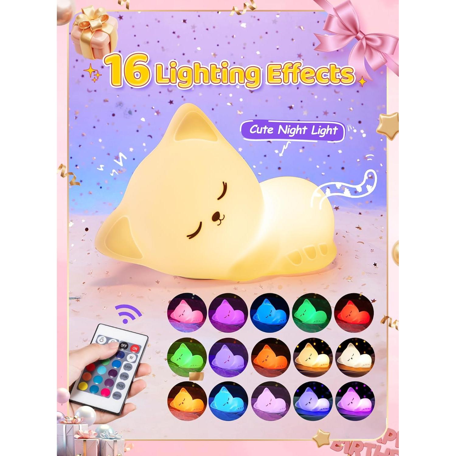 Luz Nocturna de Gato Mubarek - Regalo para Niñas Adolescentes