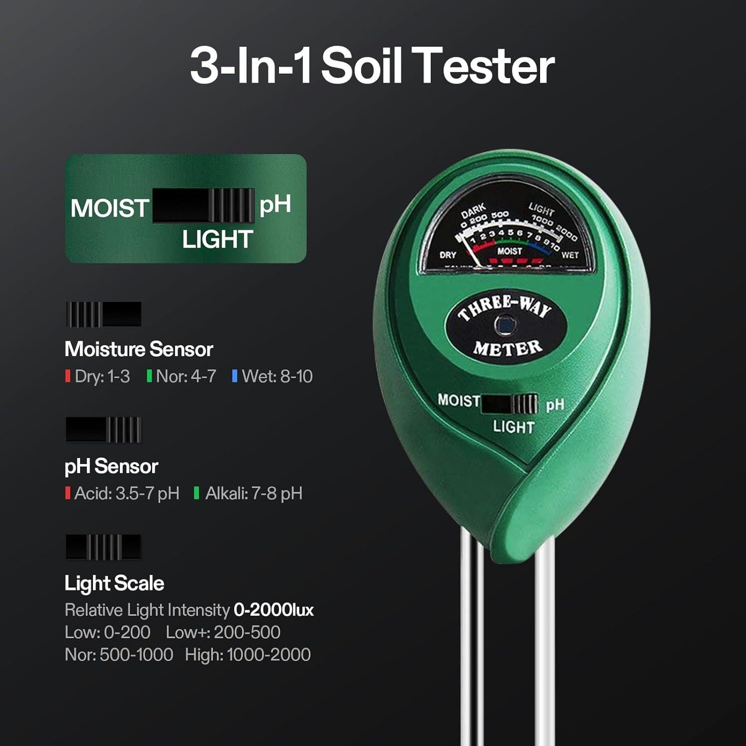 Medidor de pH Digital VIVOSUN 3-en-1 TDS/EC/Temperatura