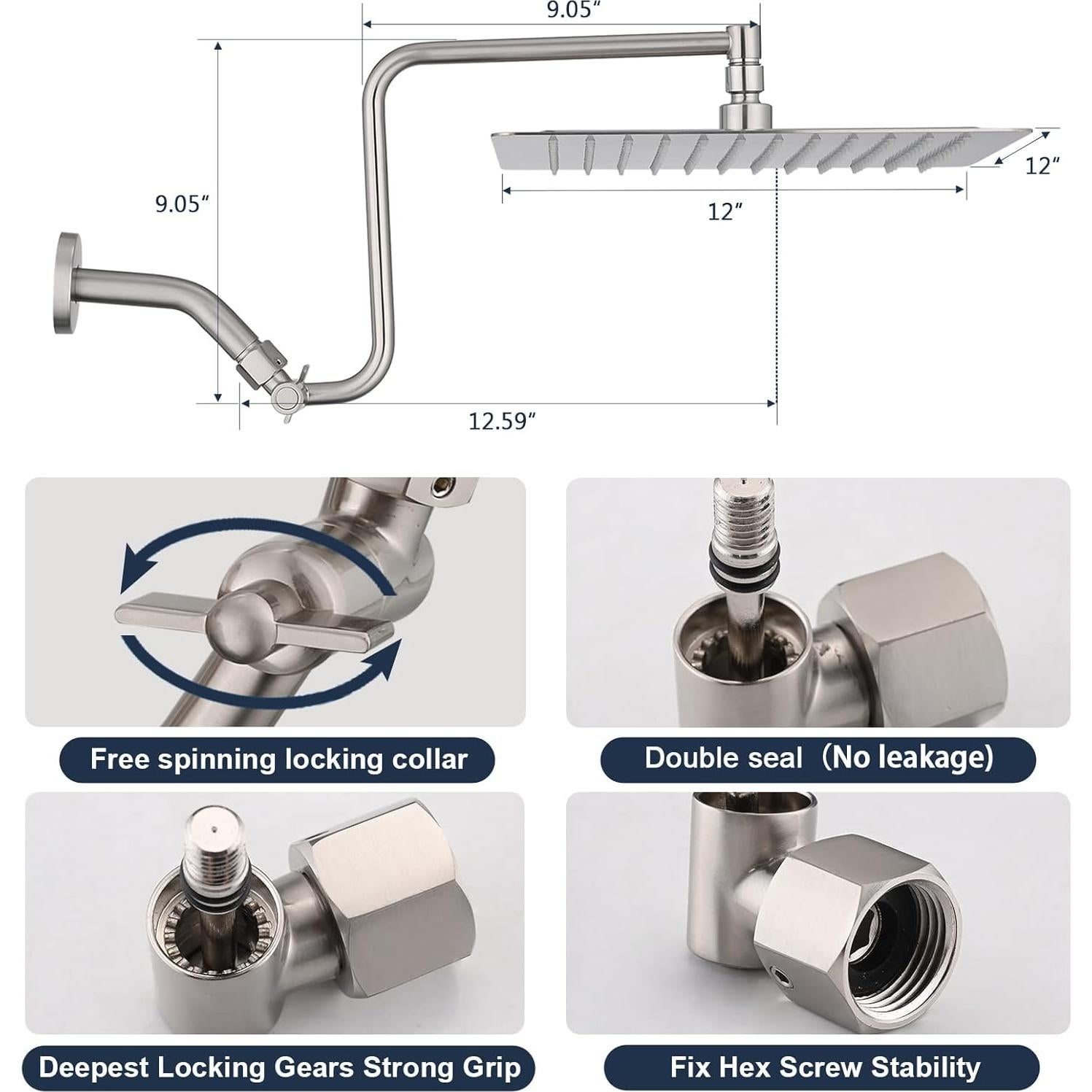 Cabezal de Ducha de Lluvia PDPBath 30 cm Acero Inoxidable Niquelado