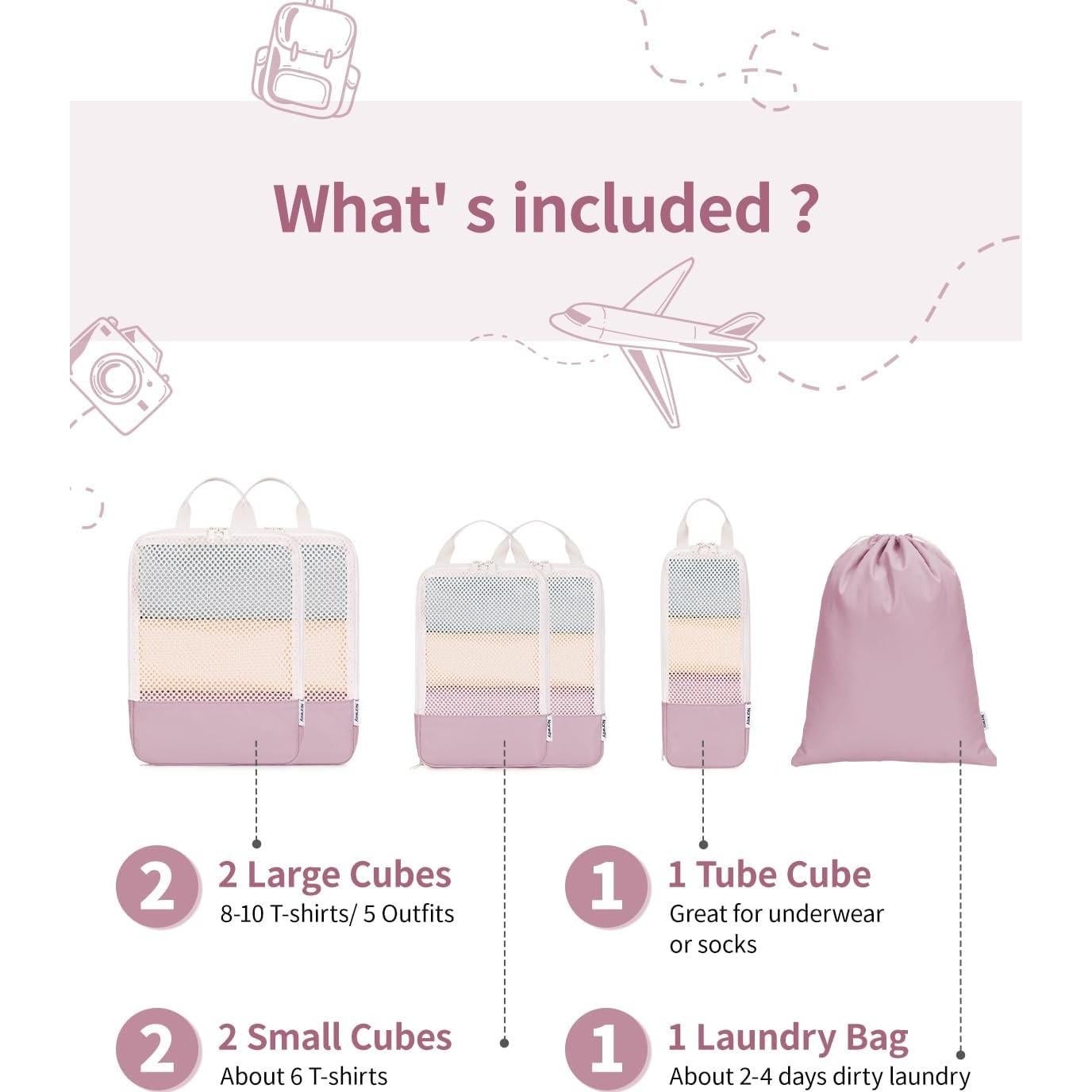 Set de 6 Cubos de Compresión Narwey para Empacar Viajes