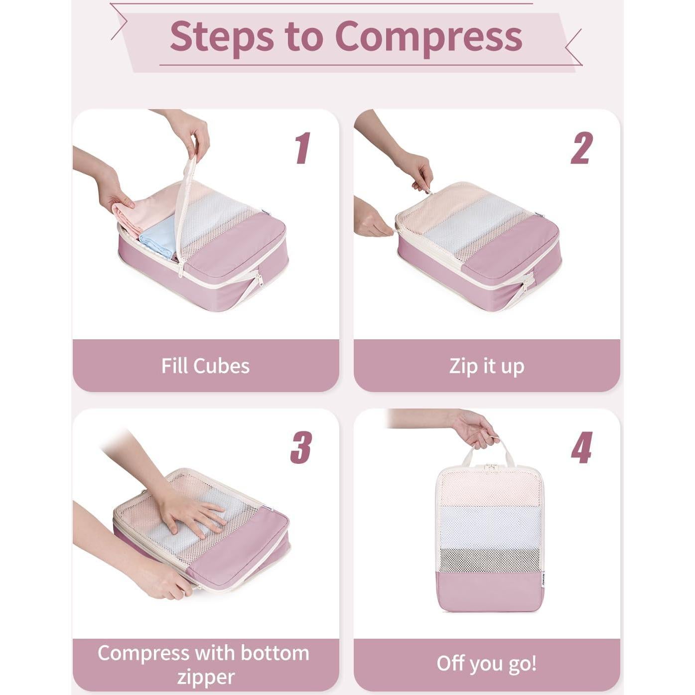 Set de 6 Cubos de Compresión Narwey para Empacar Viajes