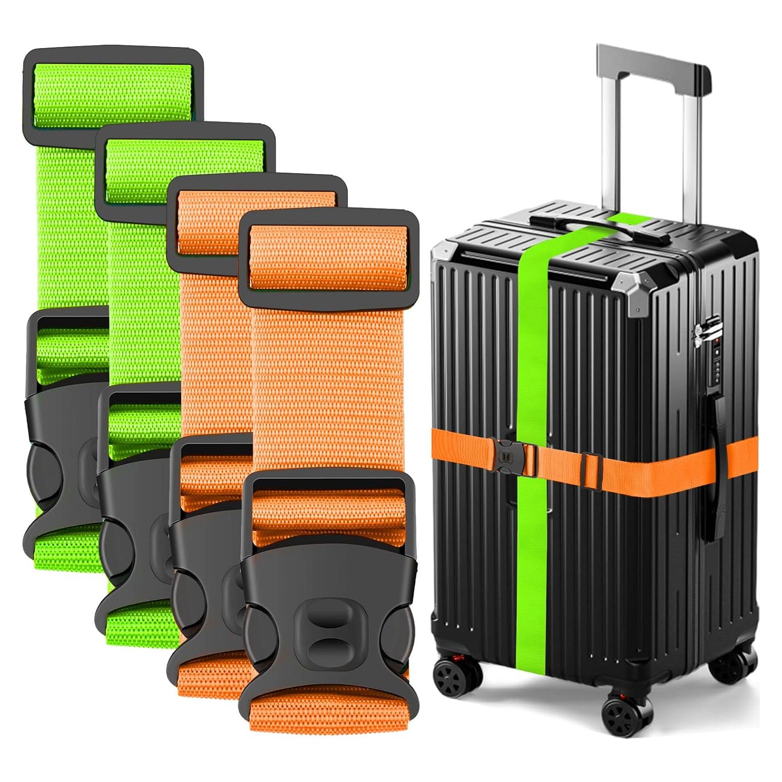 Correas de Equipaje BILIONE Ajustables 2.2m 4 Unidades Neón