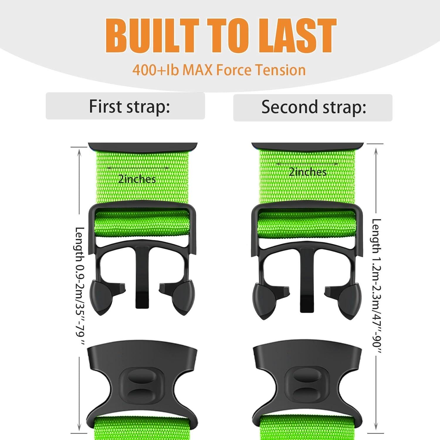 Correas de Equipaje BILIONE Ajustables 2.2m 4 Unidades Neón