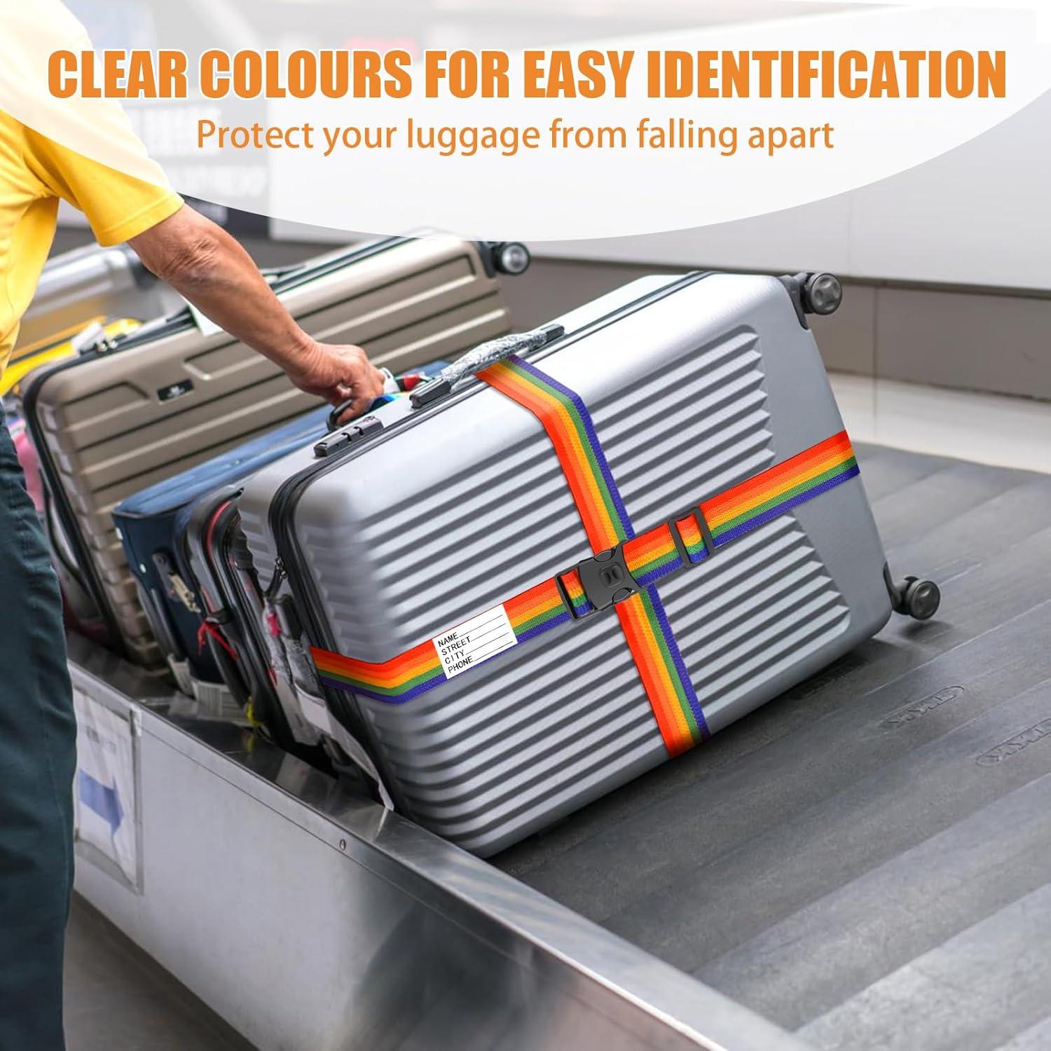 Correas de Equipaje BILIONE Ajustables 2.2m 4 Unidades Neón