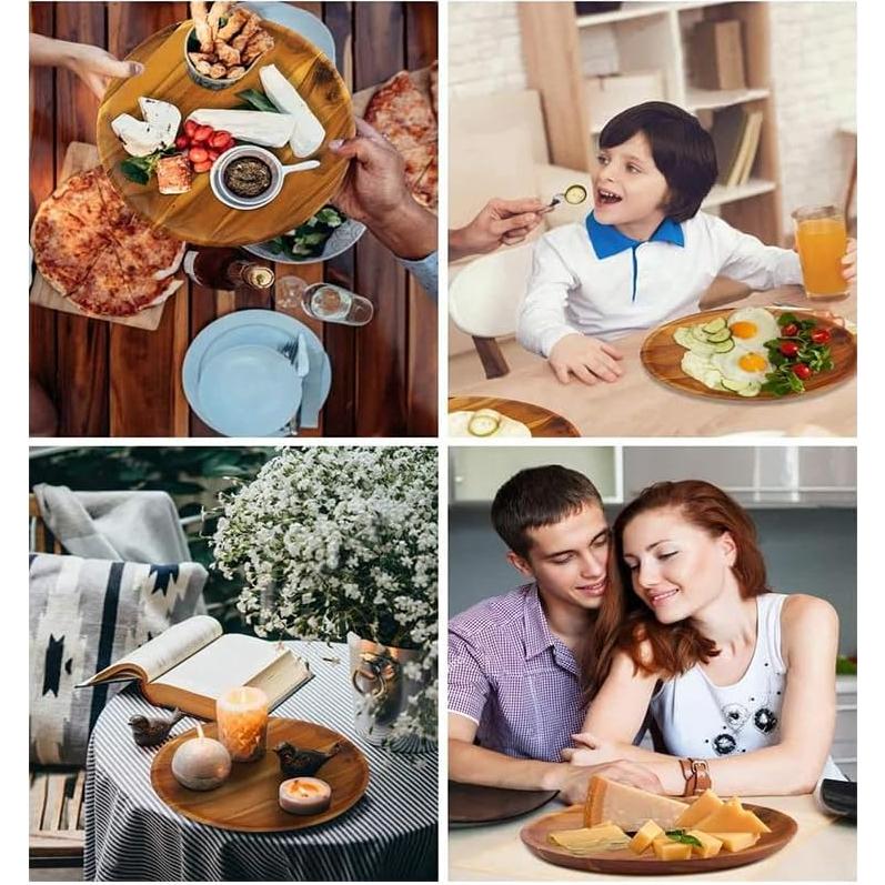 Juego de 4 Platos de Madera IQCWOOD 15.24 cm Redondos