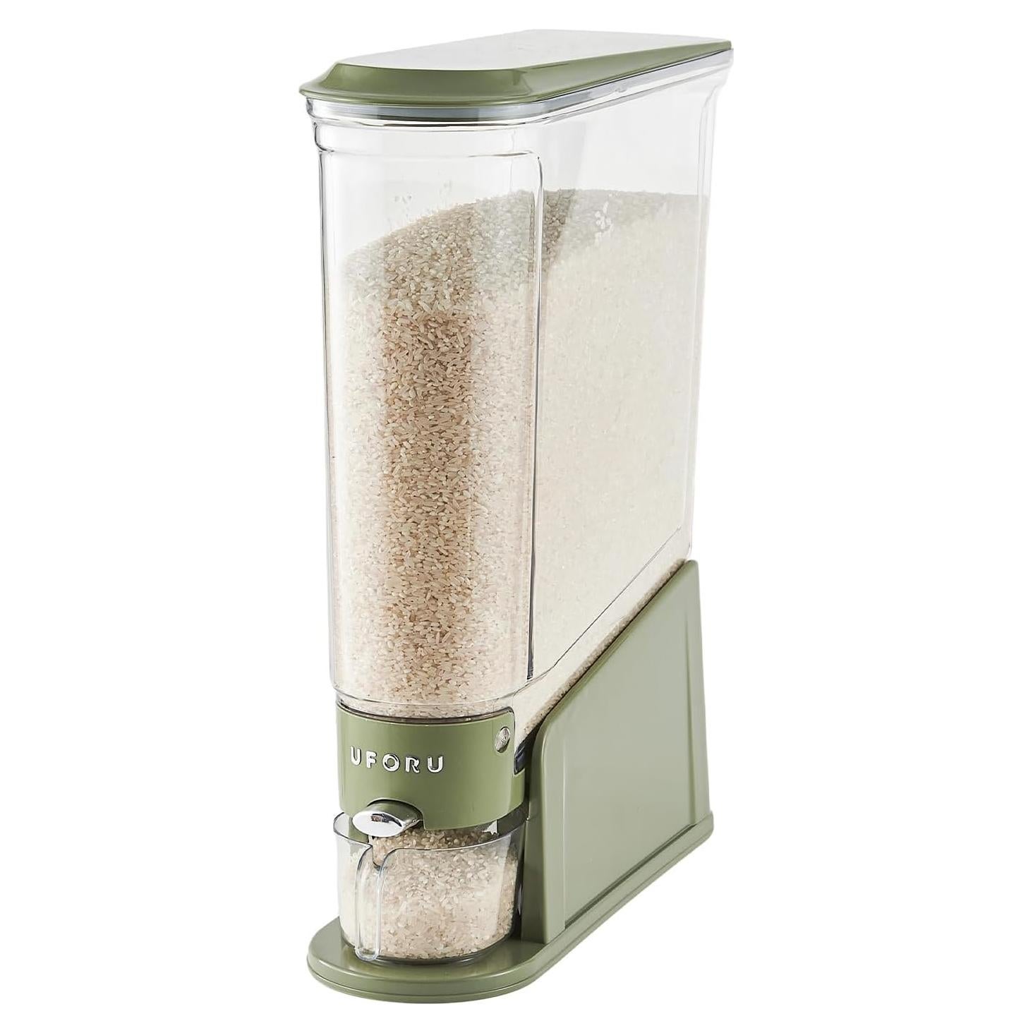 Dispensador de Arroz UFORU 10Kg Hermético Verde para Alimentos