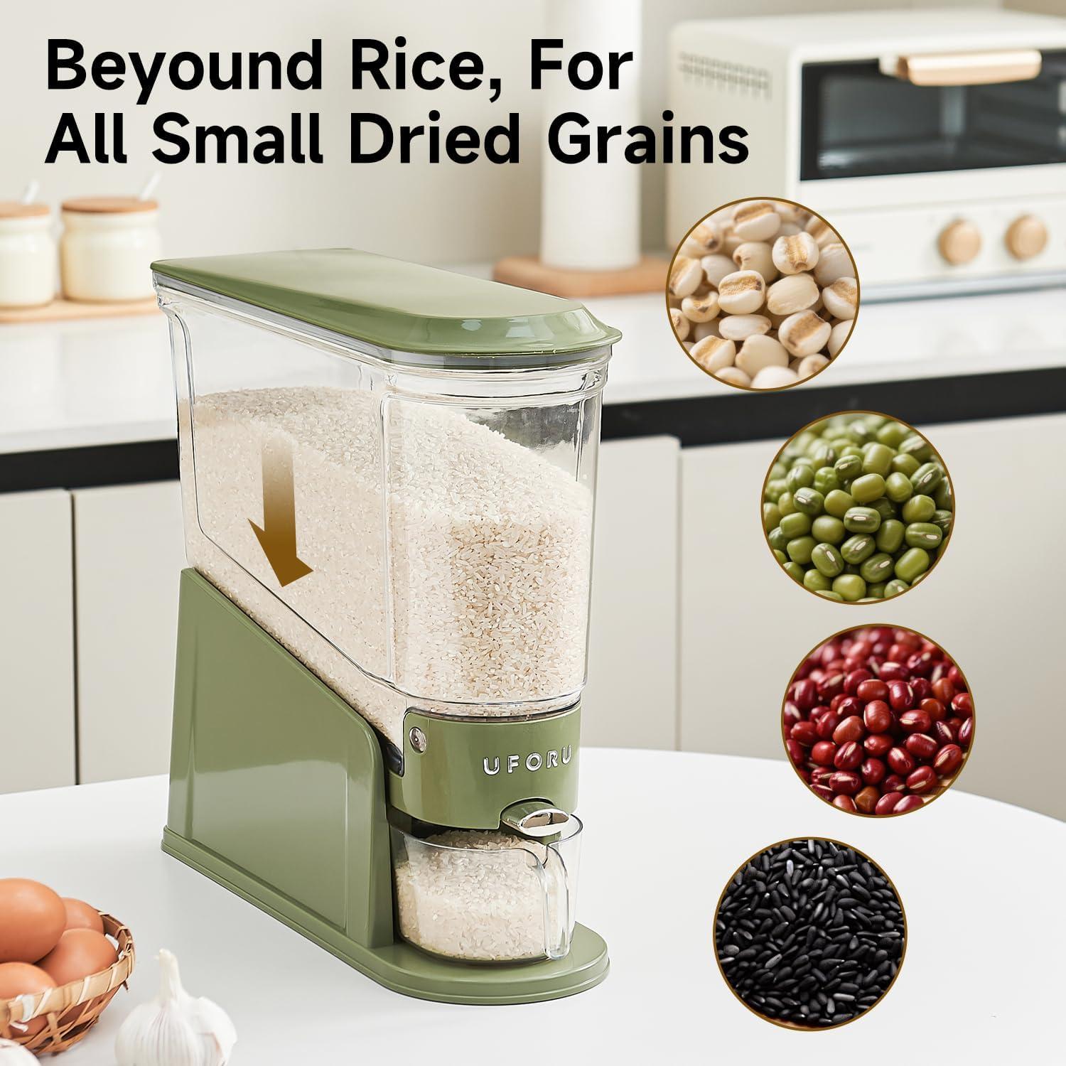 Dispensador de Arroz UFORU 10Kg Hermético Verde para Alimentos