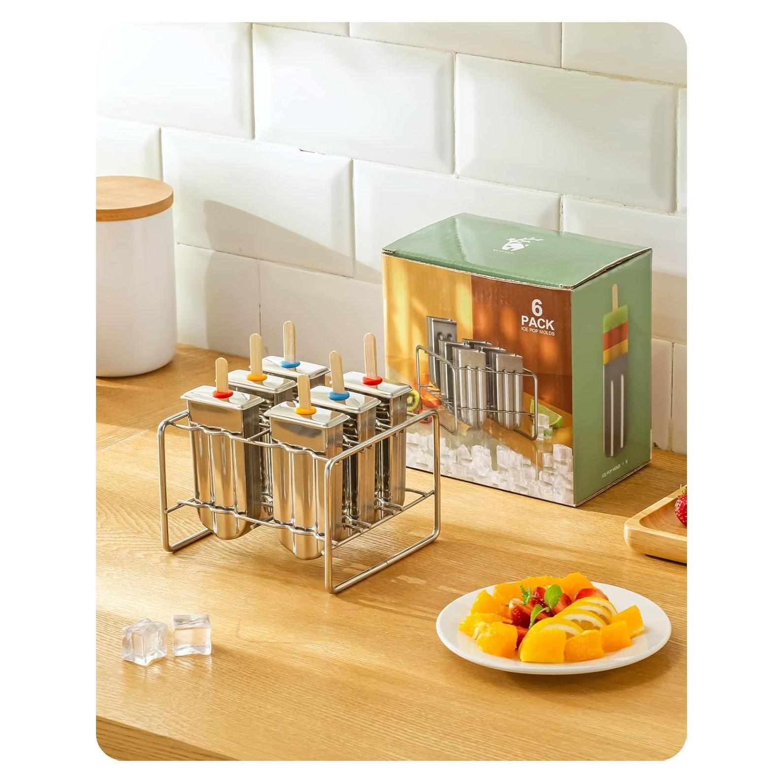 Moldes de Paletas de Acero Inoxidable Baffect - Set de 6