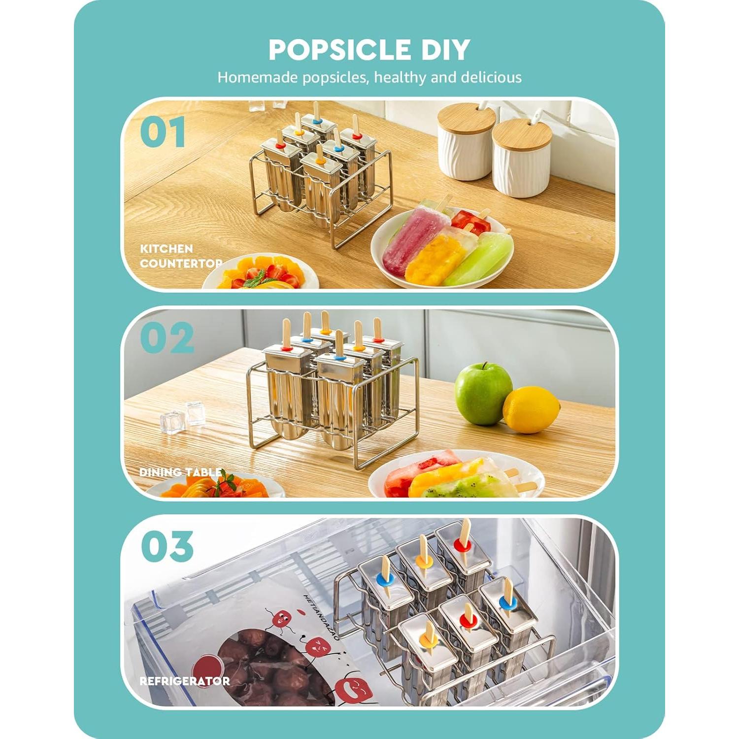 Moldes de Paletas de Acero Inoxidable Baffect - Set de 6