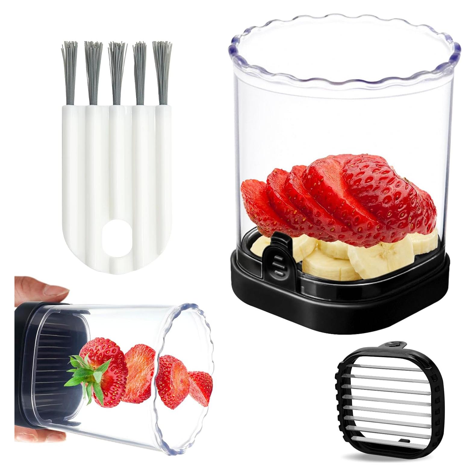 Taza Cortadora de Frutas UQOOQFA - Cortador de Fresas Negro