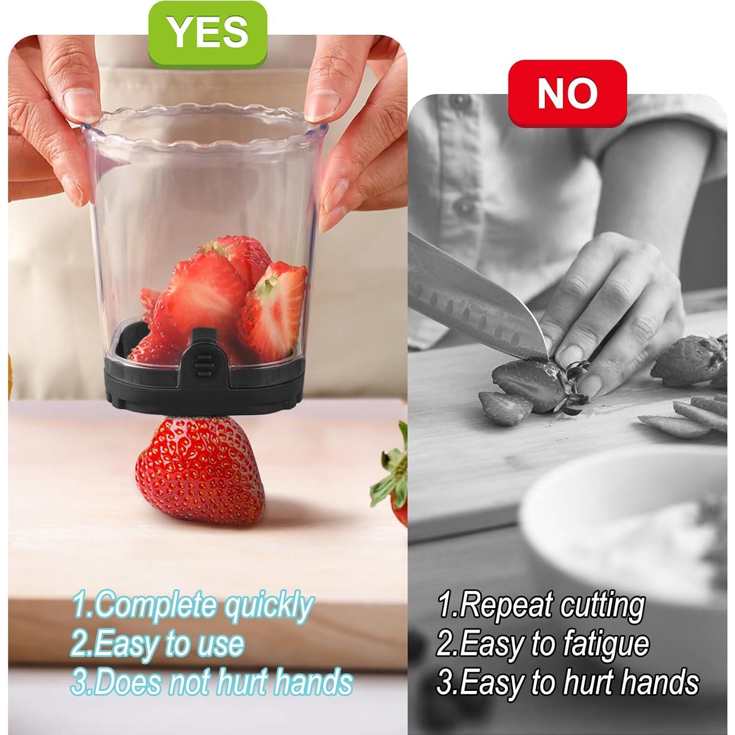 Taza Cortadora de Frutas UQOOQFA - Cortador de Fresas Negro