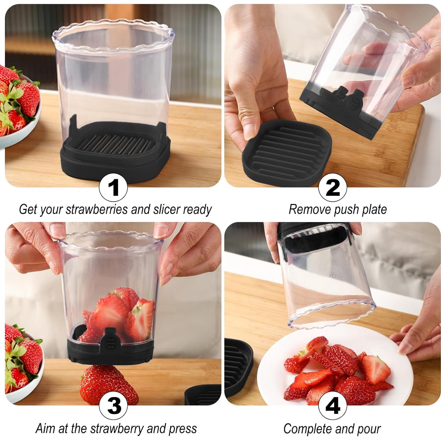 Taza Cortadora de Frutas UQOOQFA - Cortador de Fresas Negro