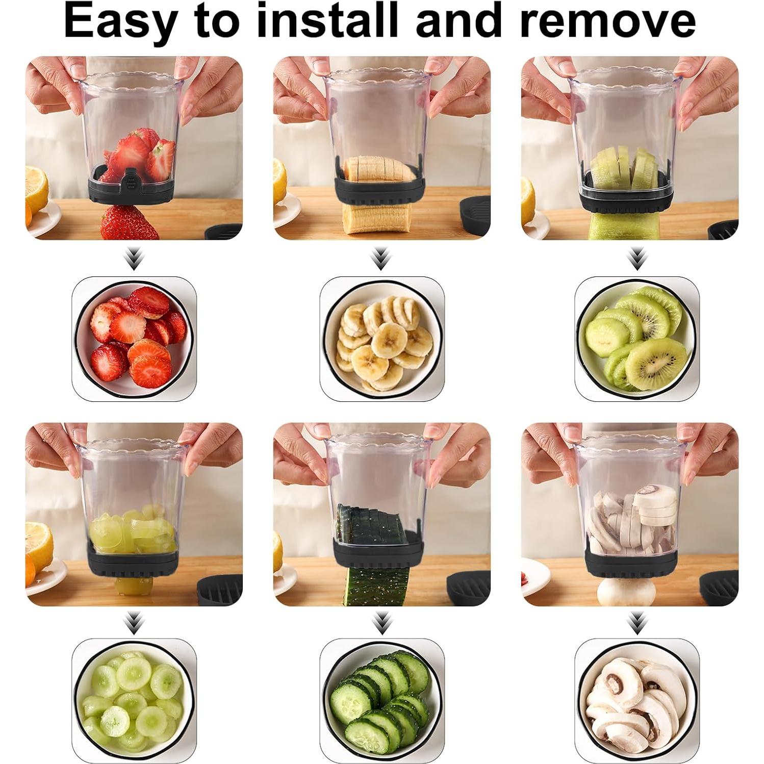 Taza Cortadora de Frutas UQOOQFA - Cortador de Fresas Negro